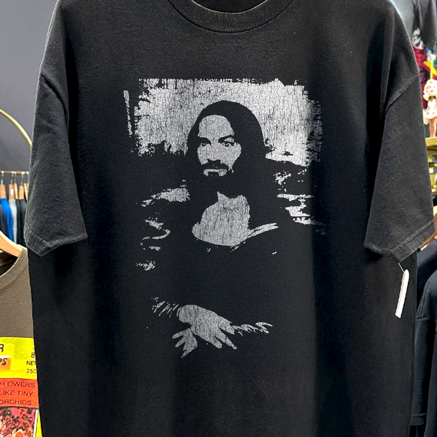 90s SMILE LIKE A CULT LEADER 'MONA MANSON' RARE WASHED BLACK T-SHIRT