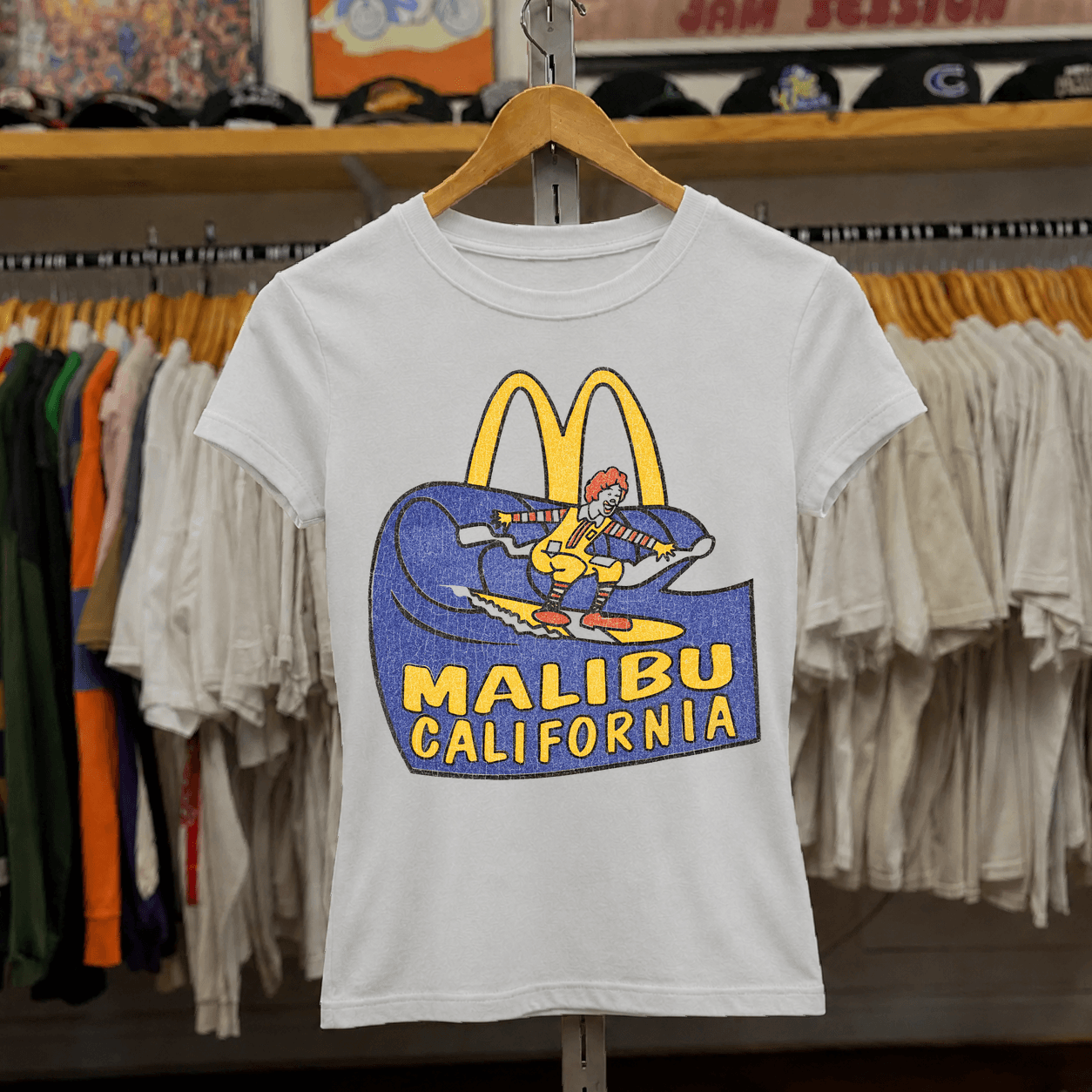 Mcdonalds Malibu California Rare Womens White Tee