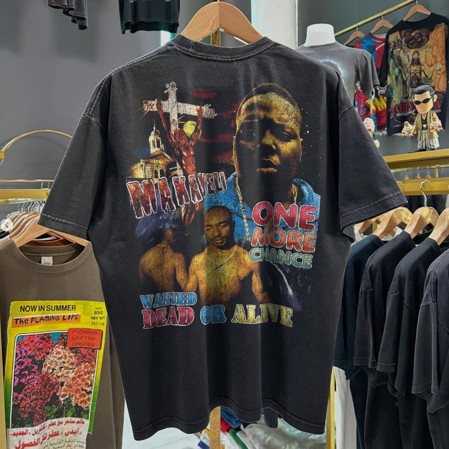 90s THUG POETRY FOREVER - B.I.G & 2PAC MEMORIAL RARE WASHED BLACK RAP TEE