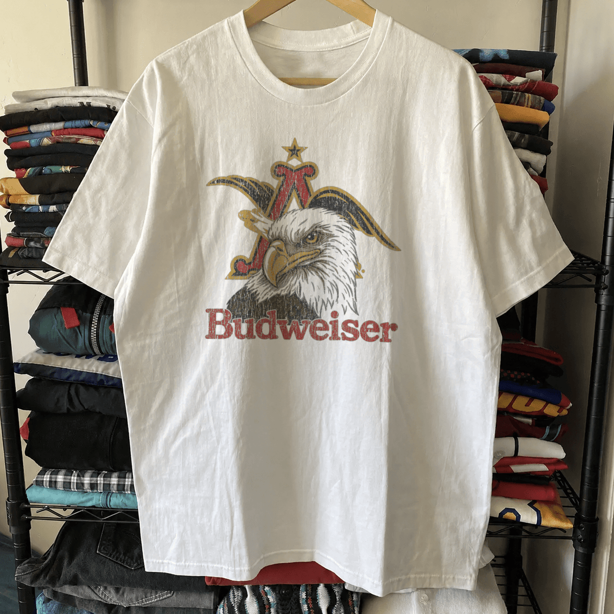 Budweiser Eagle Vintage Washed White T-Shirt