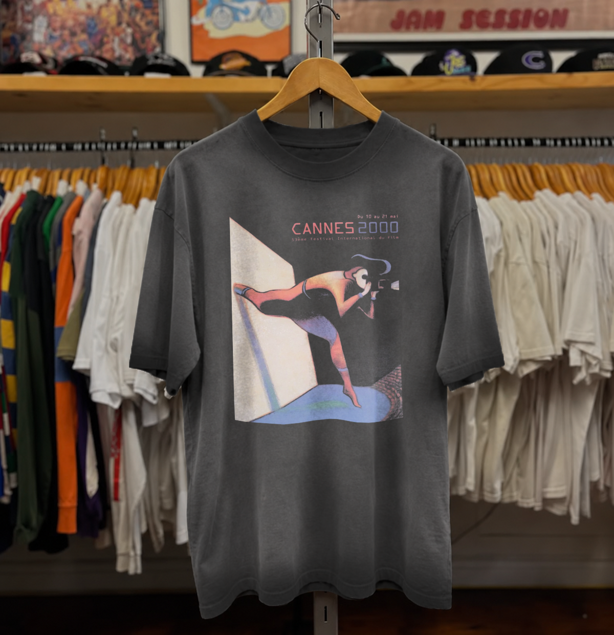 2000 Cannes Film Festival Oversize Washed Charcoal Tee