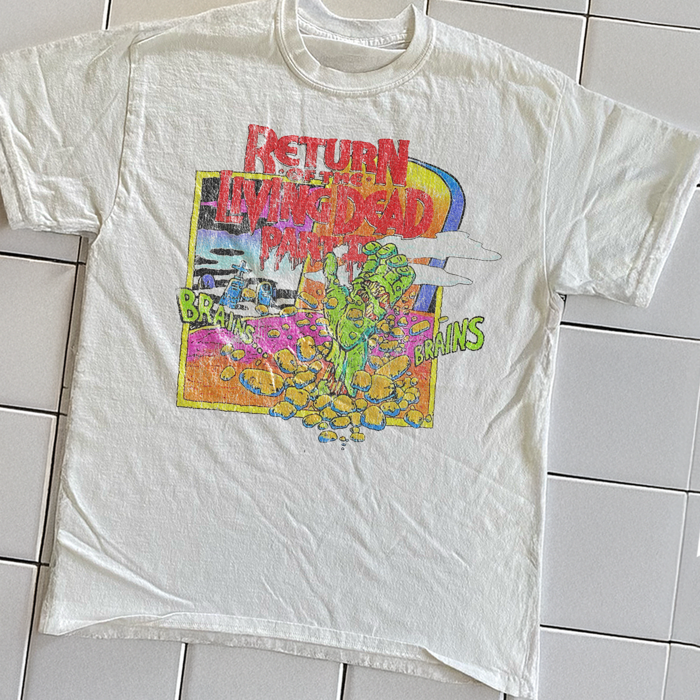 1988 RETURN OF THE LIVING DEAD PT 2 PROMO RARE WASHED WHITE T-SHIRT