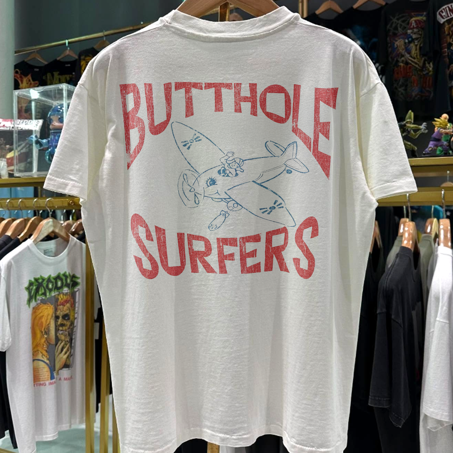 BUTTHOLE BOAT TOUR ‘93 RARE WASHED WHITE T-SHIRT