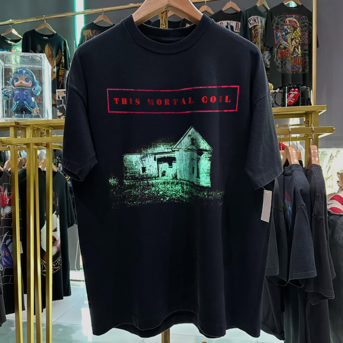 90s THE MORTAL COIL RARE WASHED BLACK T-SHIRT