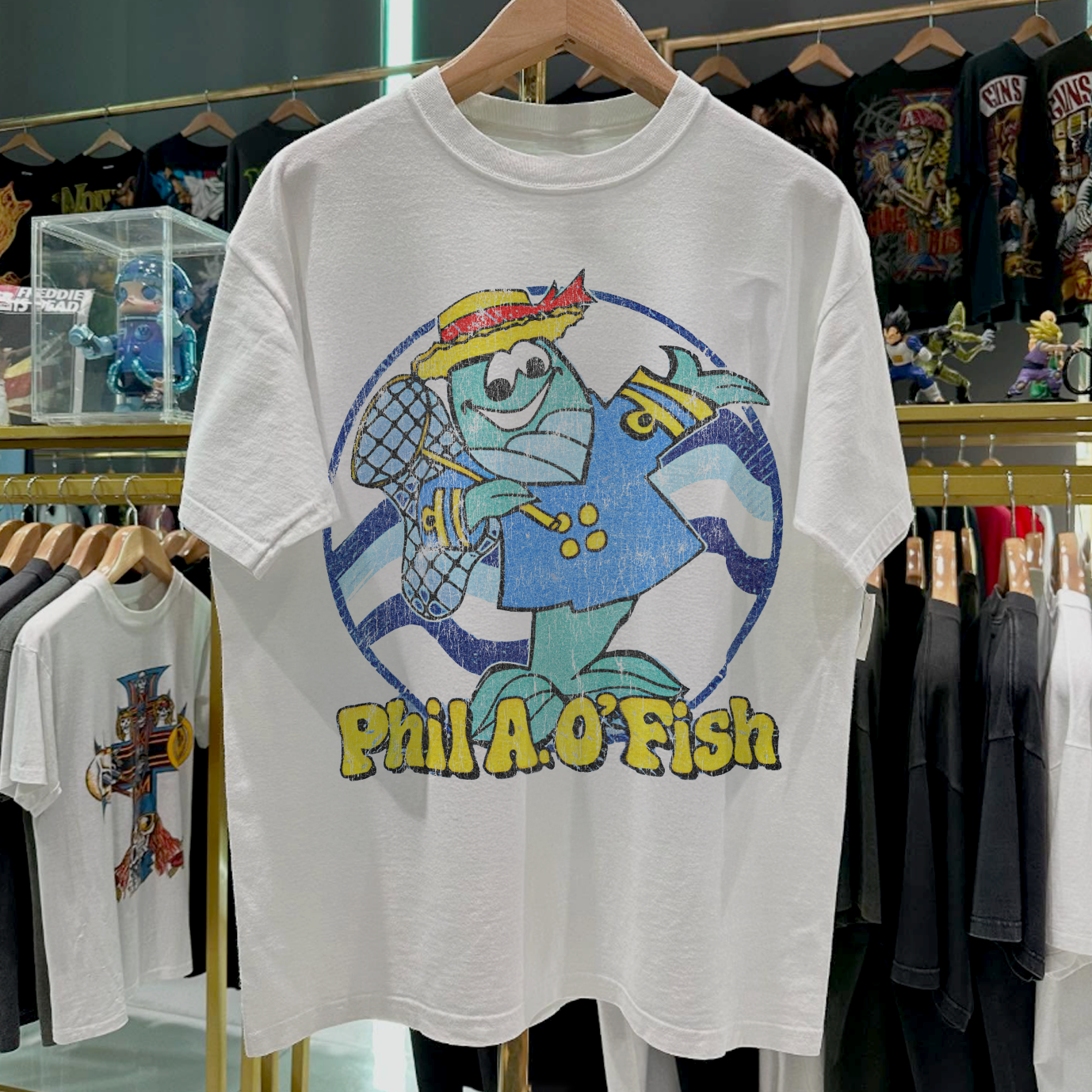 80s PHIL A. O'FISH ULTRA RARE WHITE T-SHIRT