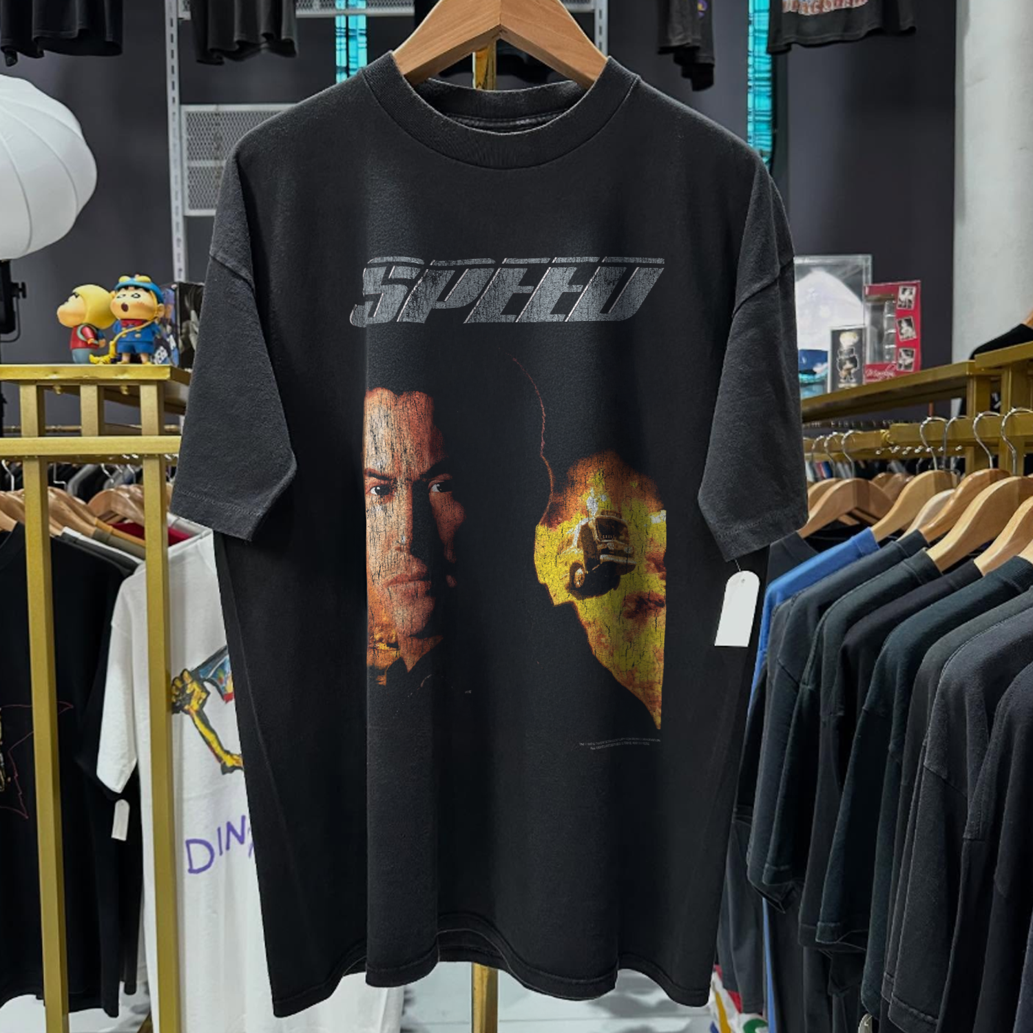 90S SPEED MOVIE PROMO RARE WASHED BLACK T-SHIRT