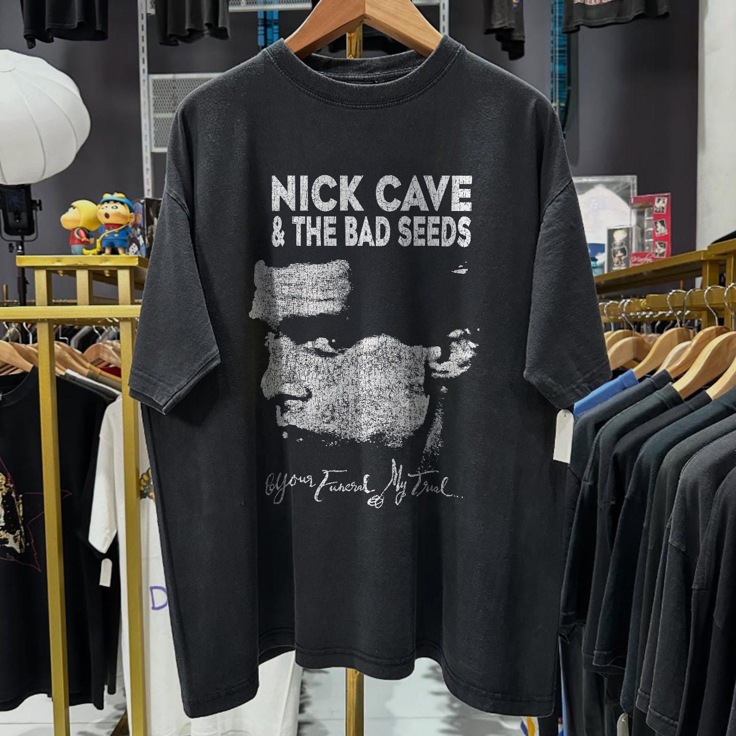 NICK CAVE & THE BAD SEEDS ‘YOUR FUNERAL, MY TRIAL’ 1986 RARE WASHED BLACK T-SHIRT