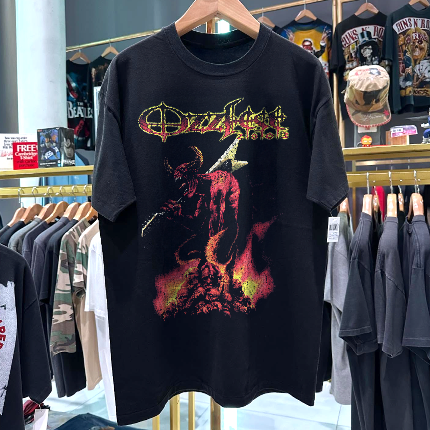 2003 OZZFEST INFERNO RARE WASHED BLACK T-SHIRT