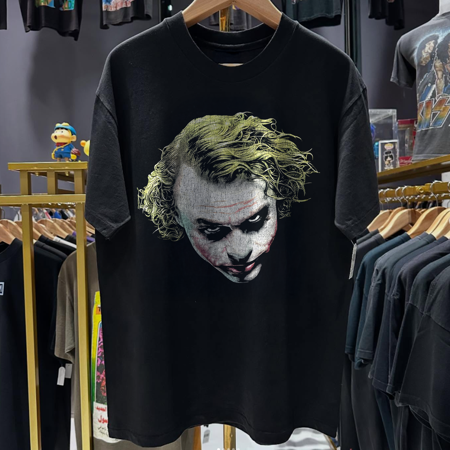 2008 DARK NIGHT JOKER RARE WASHED BLACK T-SHIRT