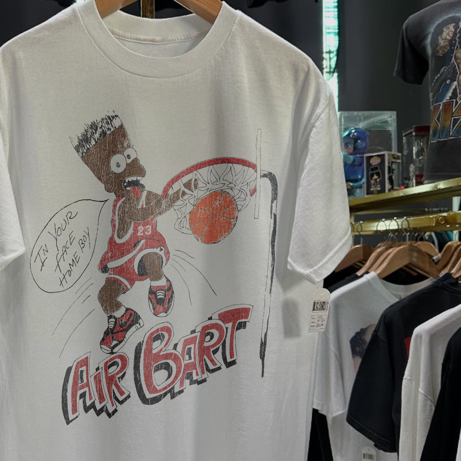 90s AIR BART 'IN YOUR FACE HOMEBOY' BOOT BART RARE WASHED WHITE T-SHIRT