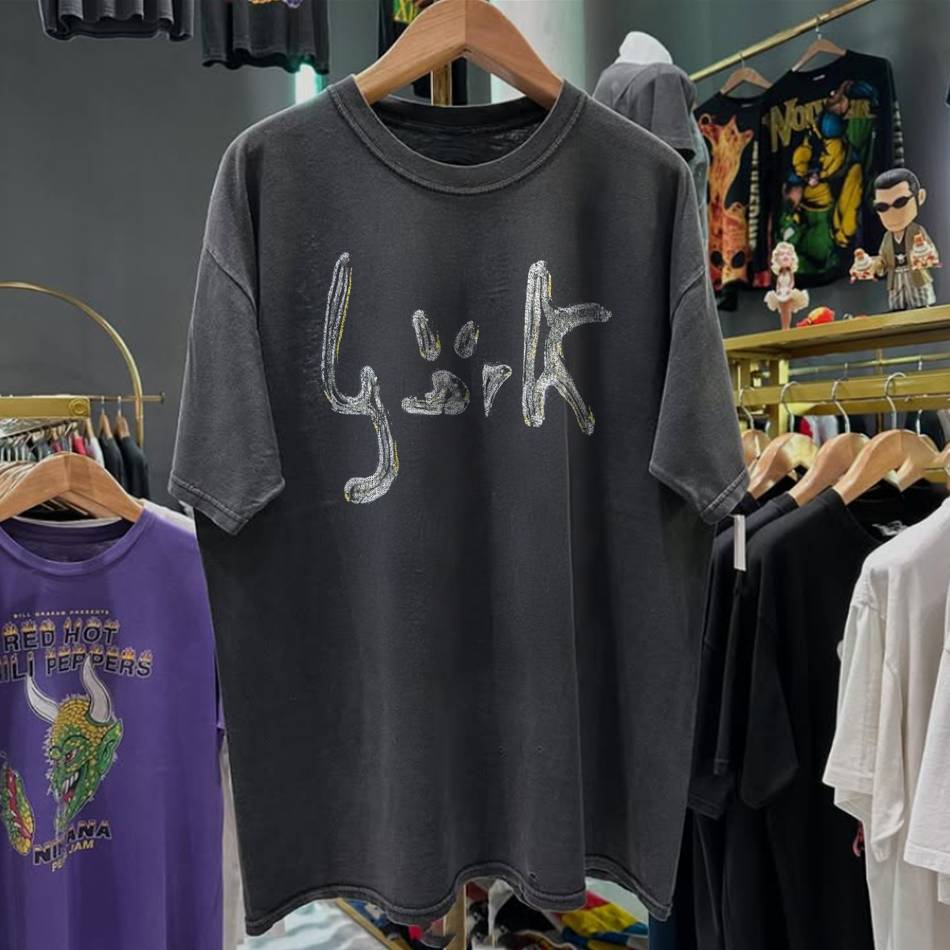 1993 BJÖRK 'ACCLAIMED SINGLE' PROMO RARE WASHED BLACK T-SHIRT