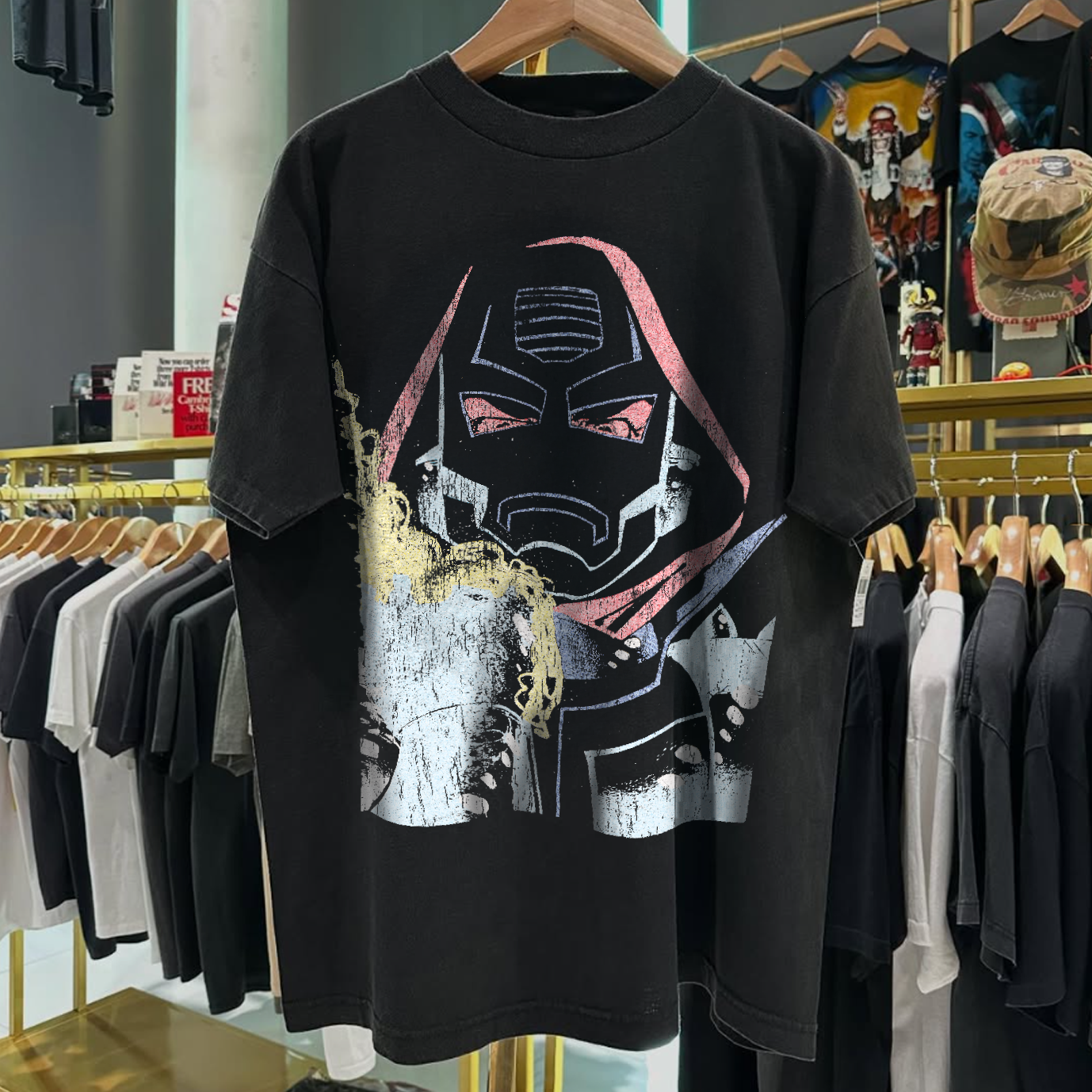 1995 DR. DOOM ULTRA RARE WASHED BLACK T-SHIRT