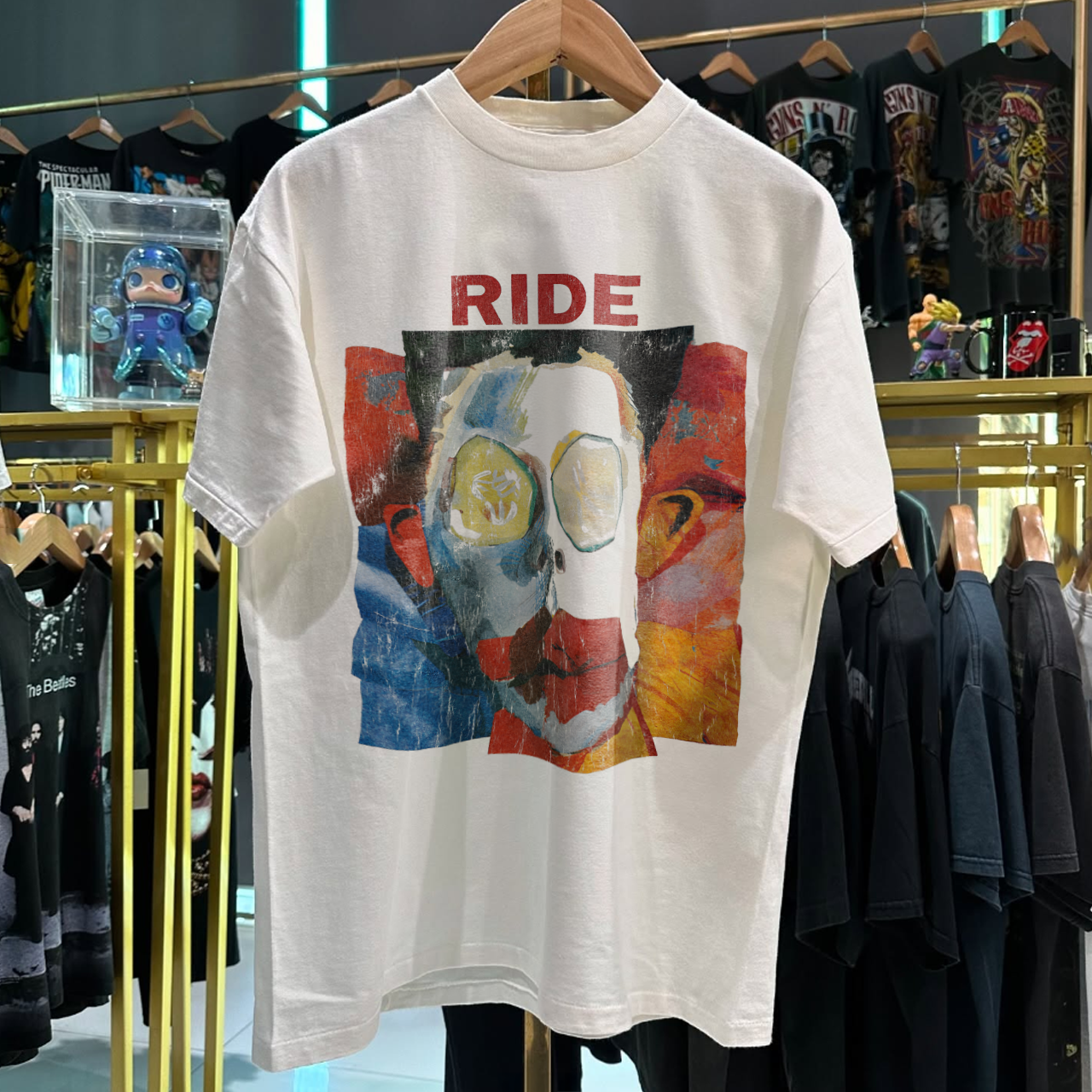 1992 RIDE 'GOING BLANK AGAIN' RARE WASHED WHITE T-SHIRT