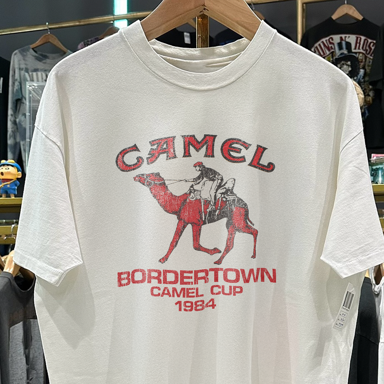 1984 BORDERTOWN CAMEL CUP AUSTRALIA RARE WASHED WHITE T-SHIRT