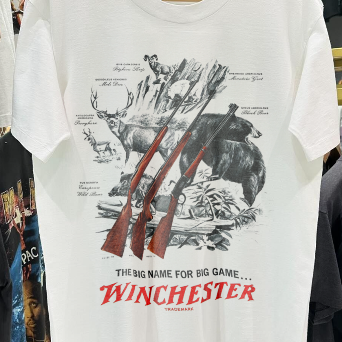 WINCHESTER 'BIG GAME' 90'S WASHED WHITE T-SHIRT