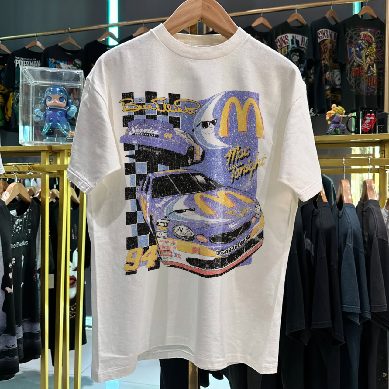 1998 McD0NALDS RACING TEAM BILL ELLI0TT RARE WASHED WHITE T-SHIRT