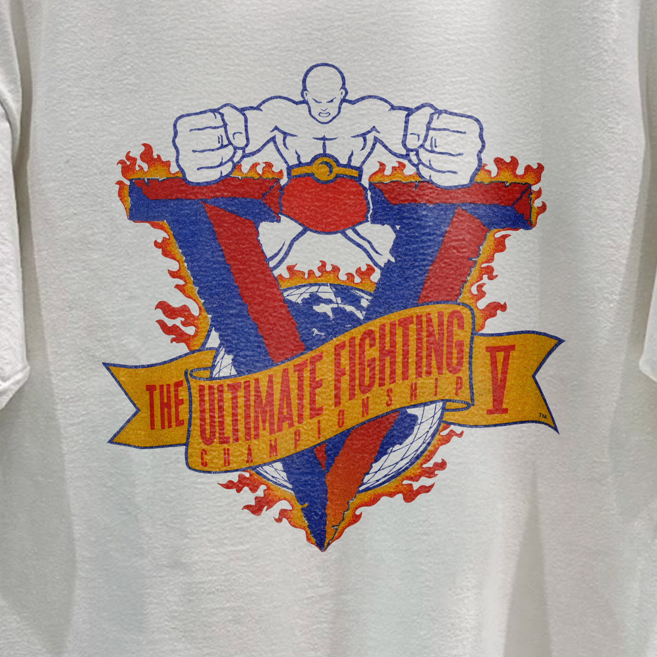 1995 UFC V ULTRA RARE WASHED WHITE T-SHIRT
