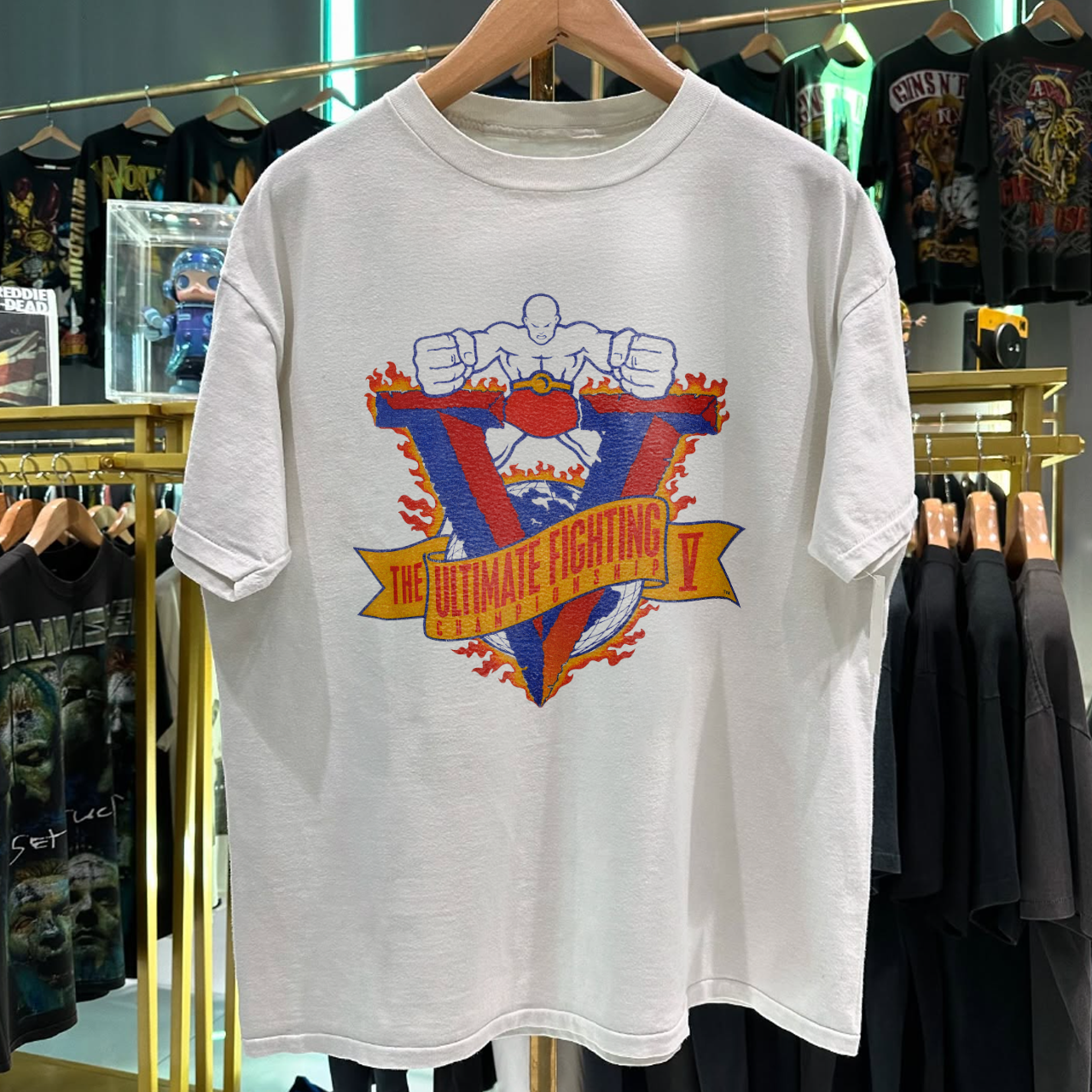 1995 UFC V ULTRA RARE WASHED WHITE T-SHIRT