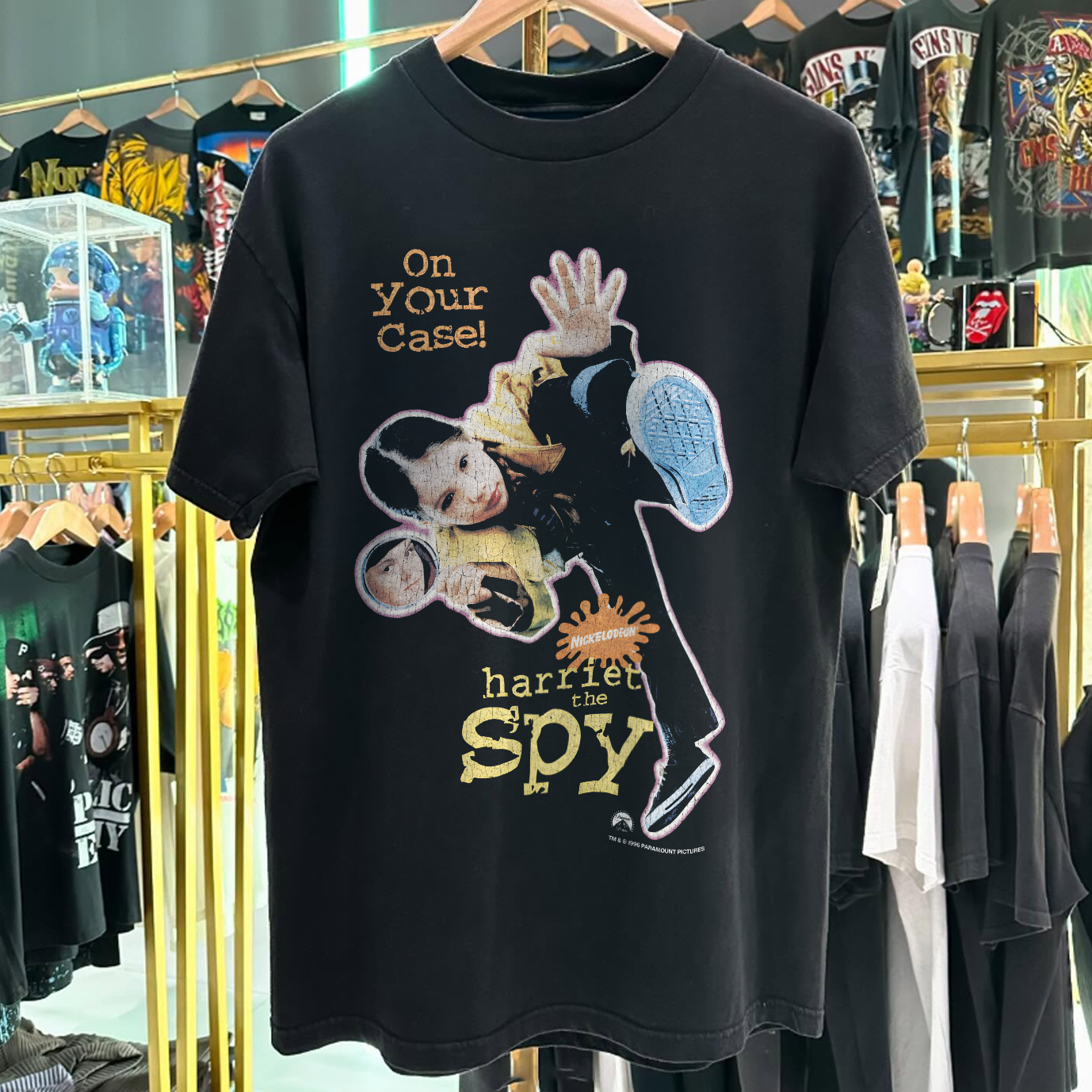 1996 HARRIET THE SPY 'MICHELLE TRACHTENBERG' ULTRA RARE WASHED BLACK T-SHIRT