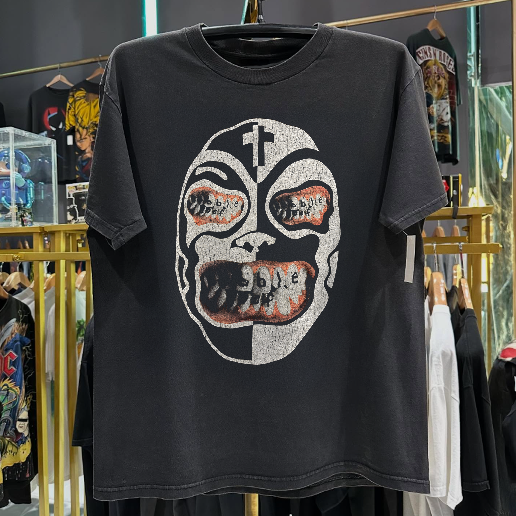 G0BBLEH00F 'TRICKS AND TREATS' RARE WASHED BLACK T-SHIRT