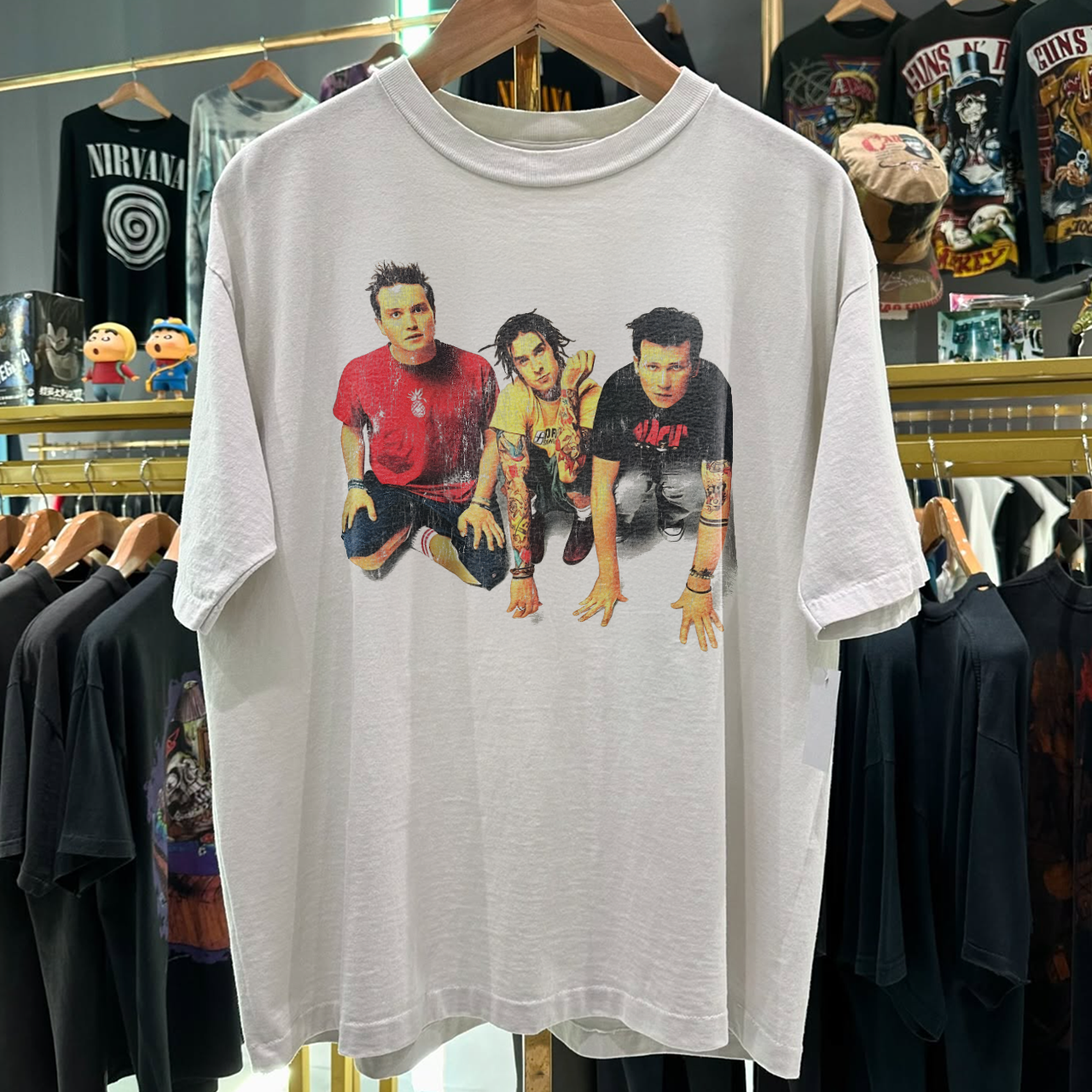 Y2K THE MARK, TOM & TRAVIS SHOW B182 TOUR RARE WASHED WHITE T-SHIRT