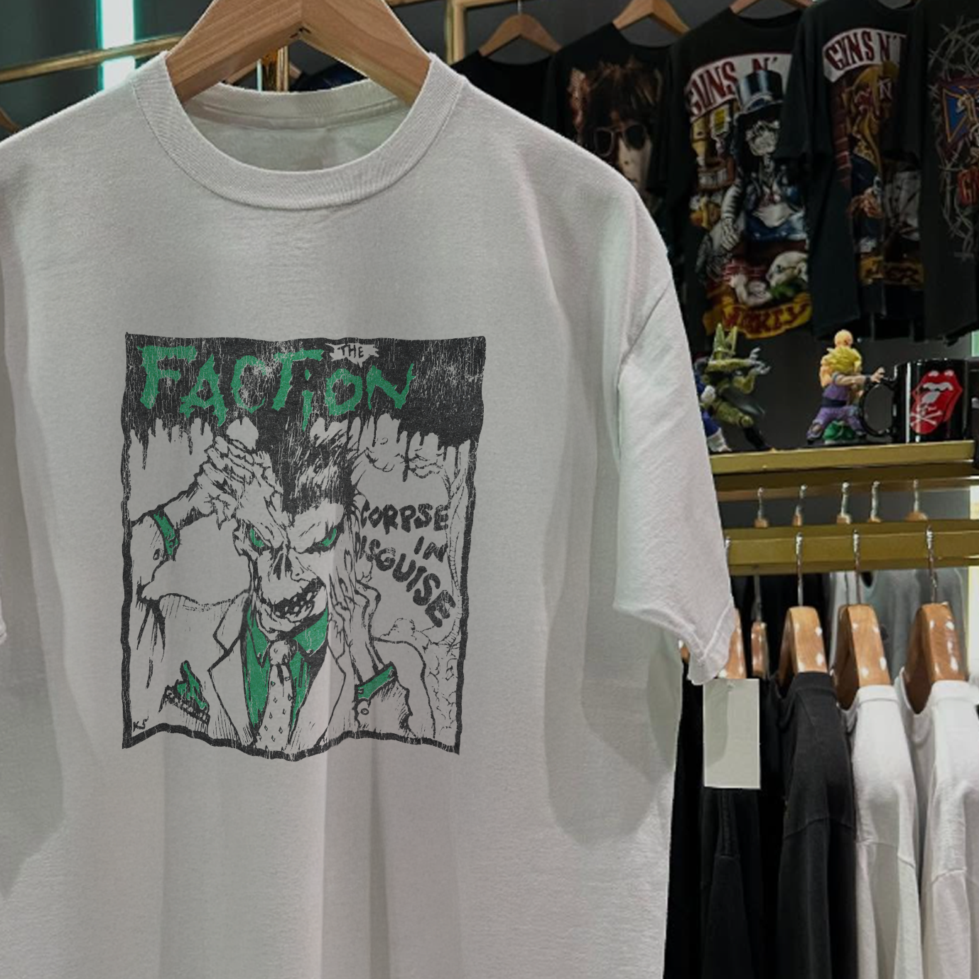 1984 THE FACTION 'CORPSE IN DISGUISE' RARE WASHED WHITE T-SHIRT