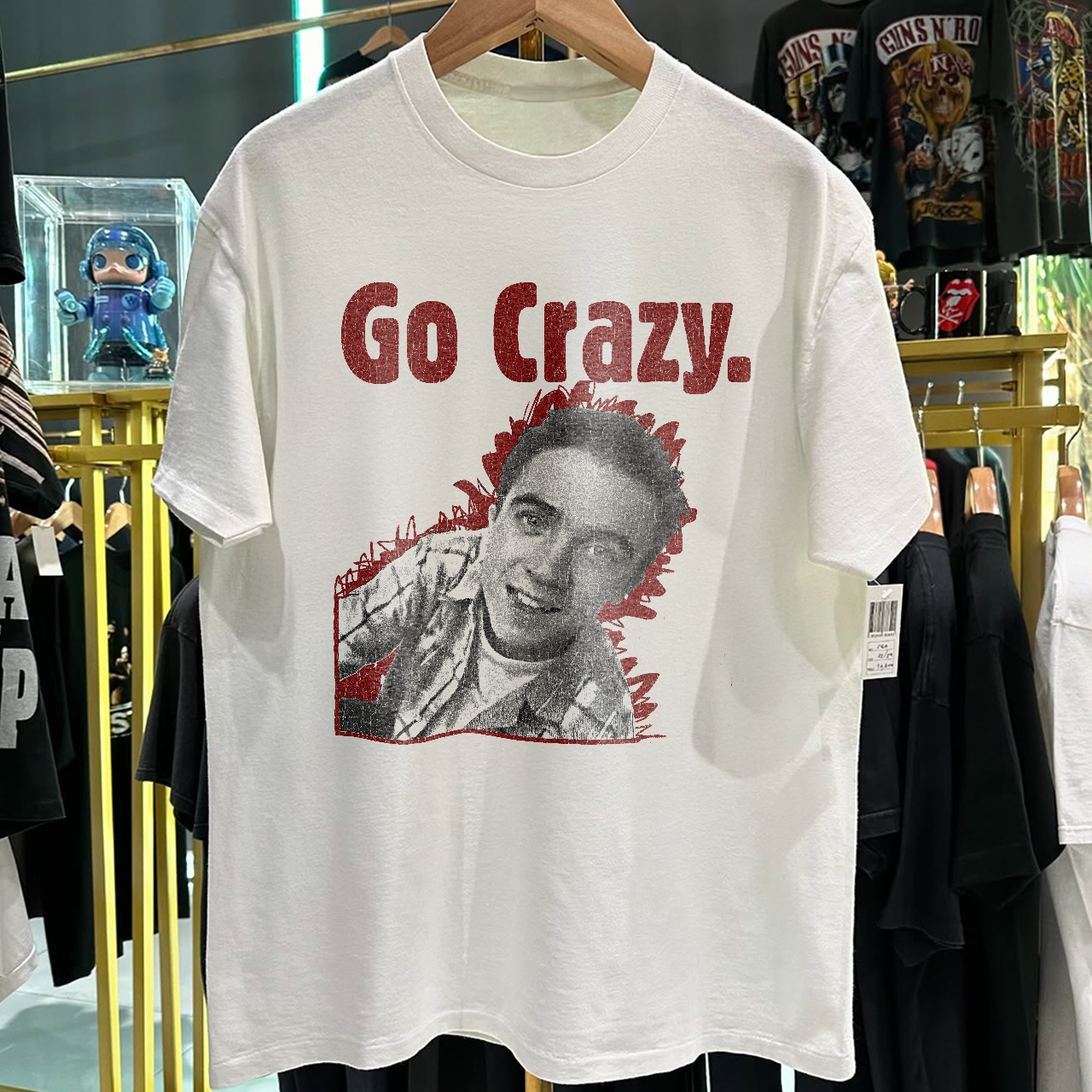 90s FOX59 "GO CRAZY" MALCOLM & KRAMER PROMO WASHED WHITE T-SHIRT