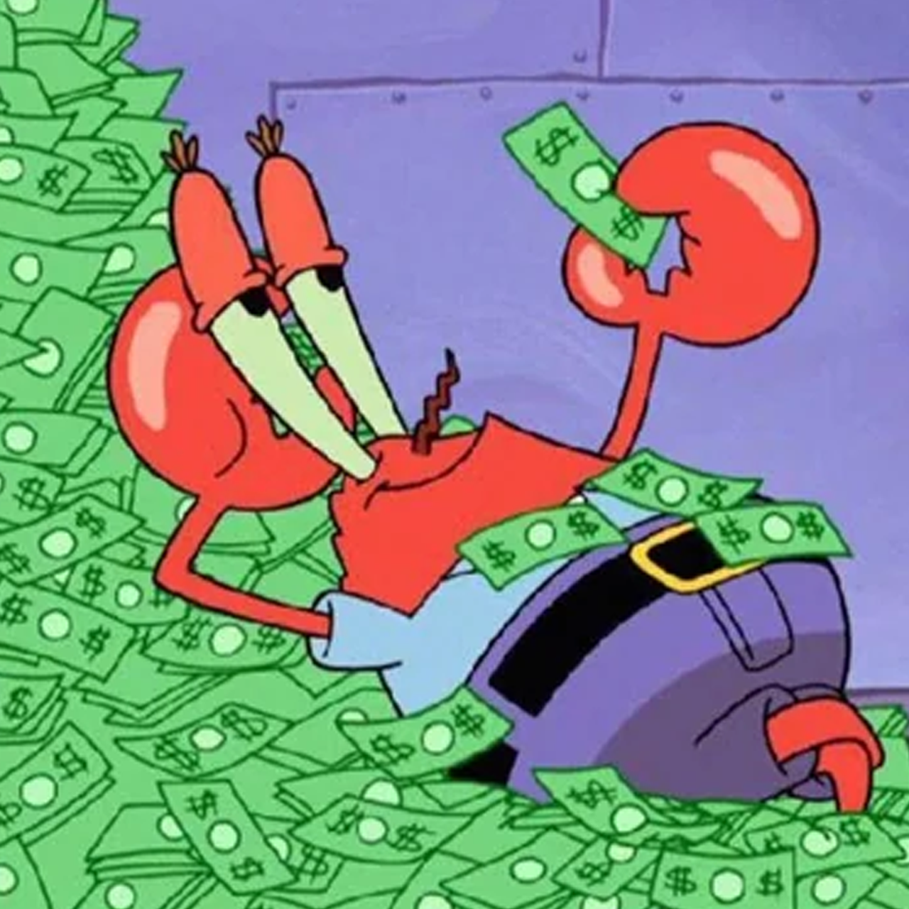 2002 'I LIKE MONEY' MR. KRABS RARE WASHED BLACK T-SHIRT