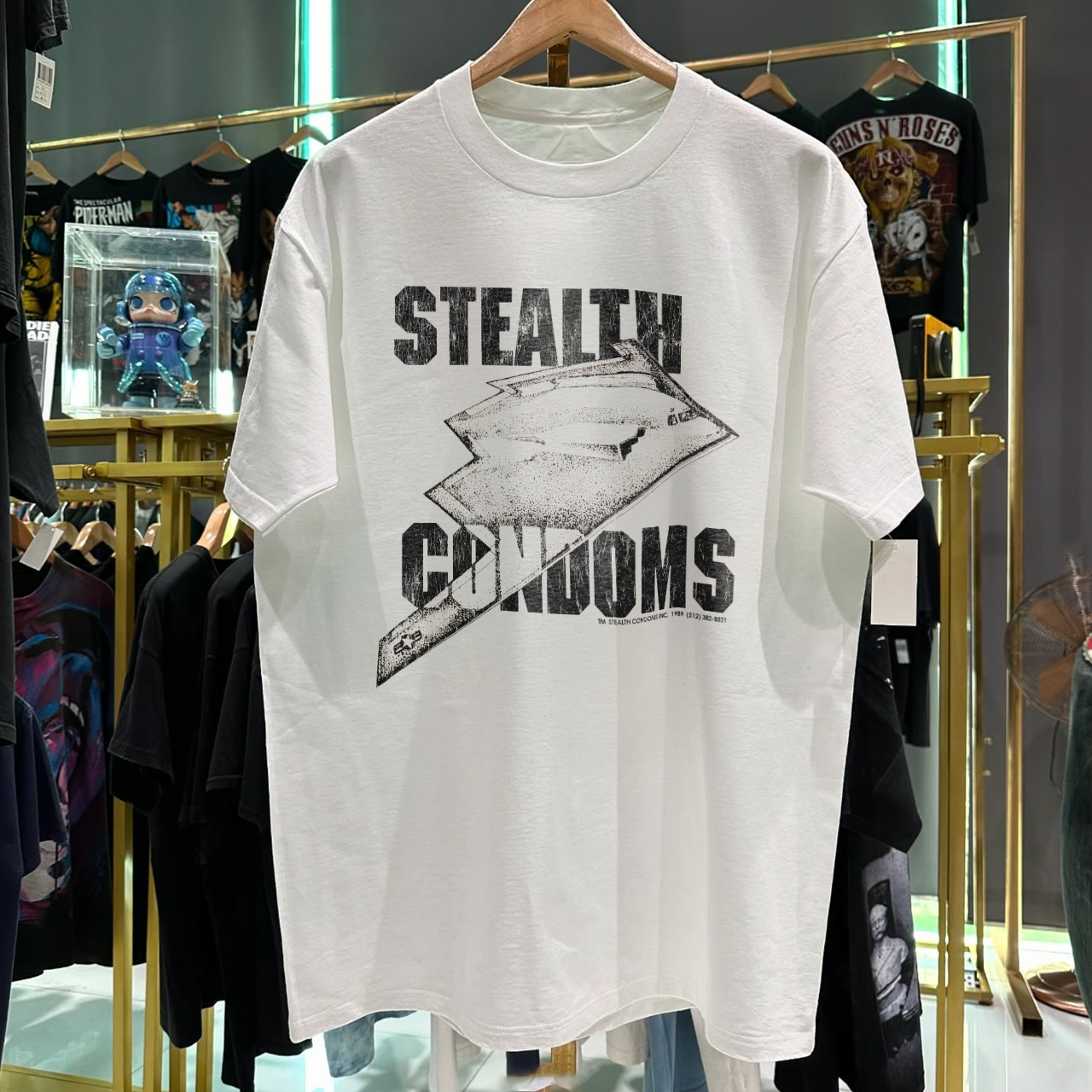 1989 STEALTH C0ND0MS RARE GRAIL WASHED WHITE T-SHIRT