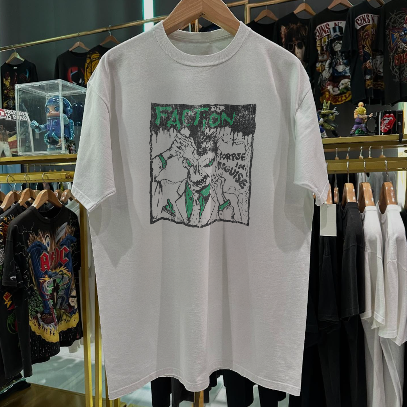1984 THE FACTION 'CORPSE IN DISGUISE' RARE WASHED WHITE T-SHIRT