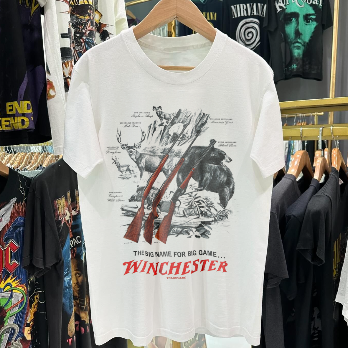 WINCHESTER 'BIG GAME' 90'S WASHED WHITE T-SHIRT