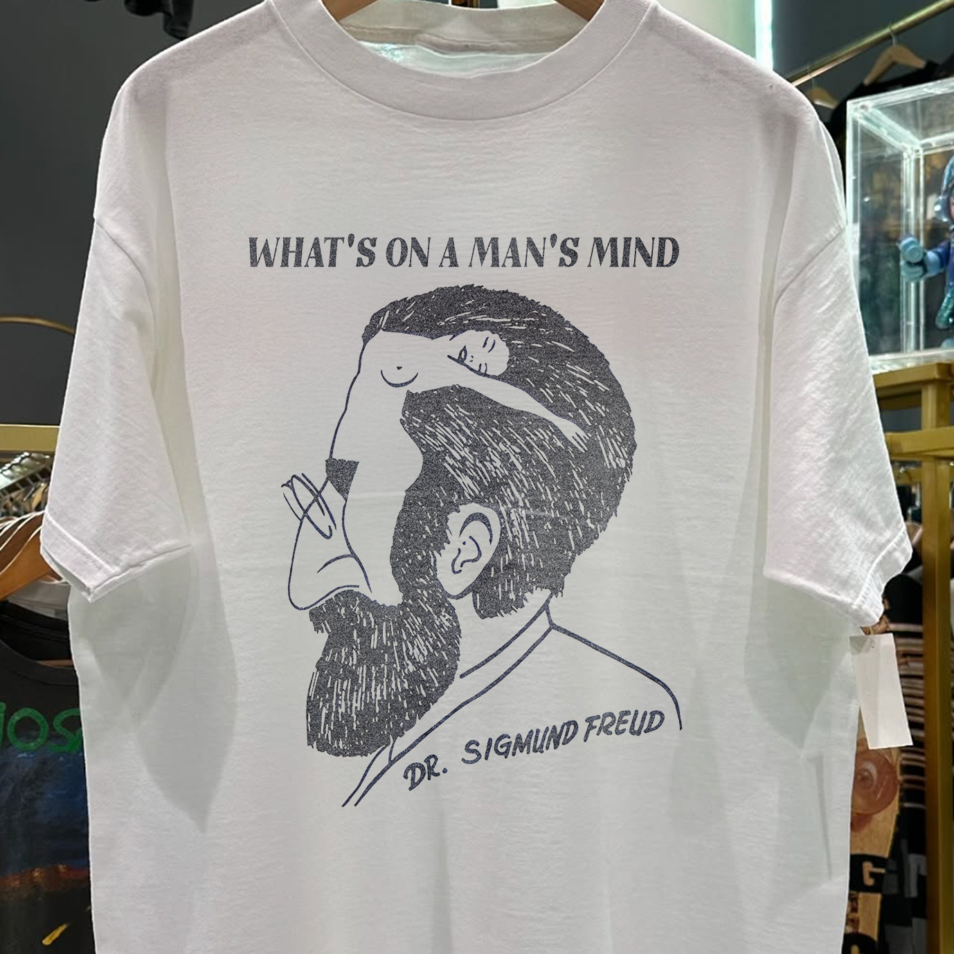 1992 SIGMUND FREUD 'WHAT'S ON A MAN'S MIND RARE WASHED WHITE T-SHIRT