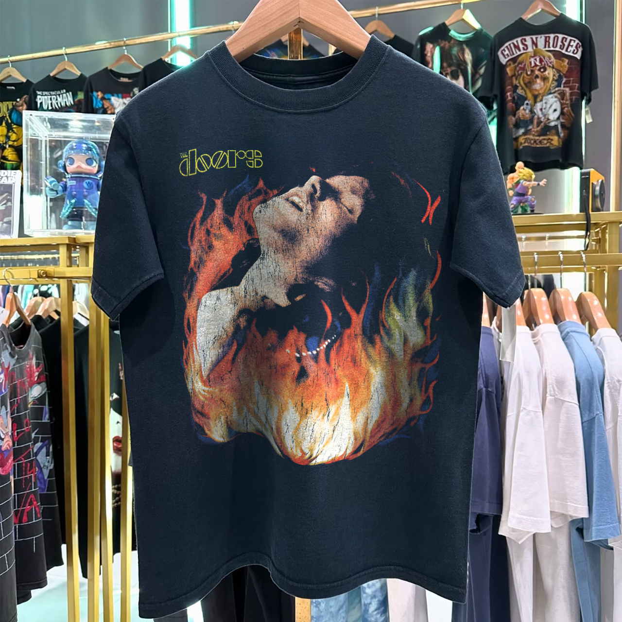 1991 THE D00RS LIGHT MY FIRE RARE GRAIL WASHED BLACK T-SHIRT