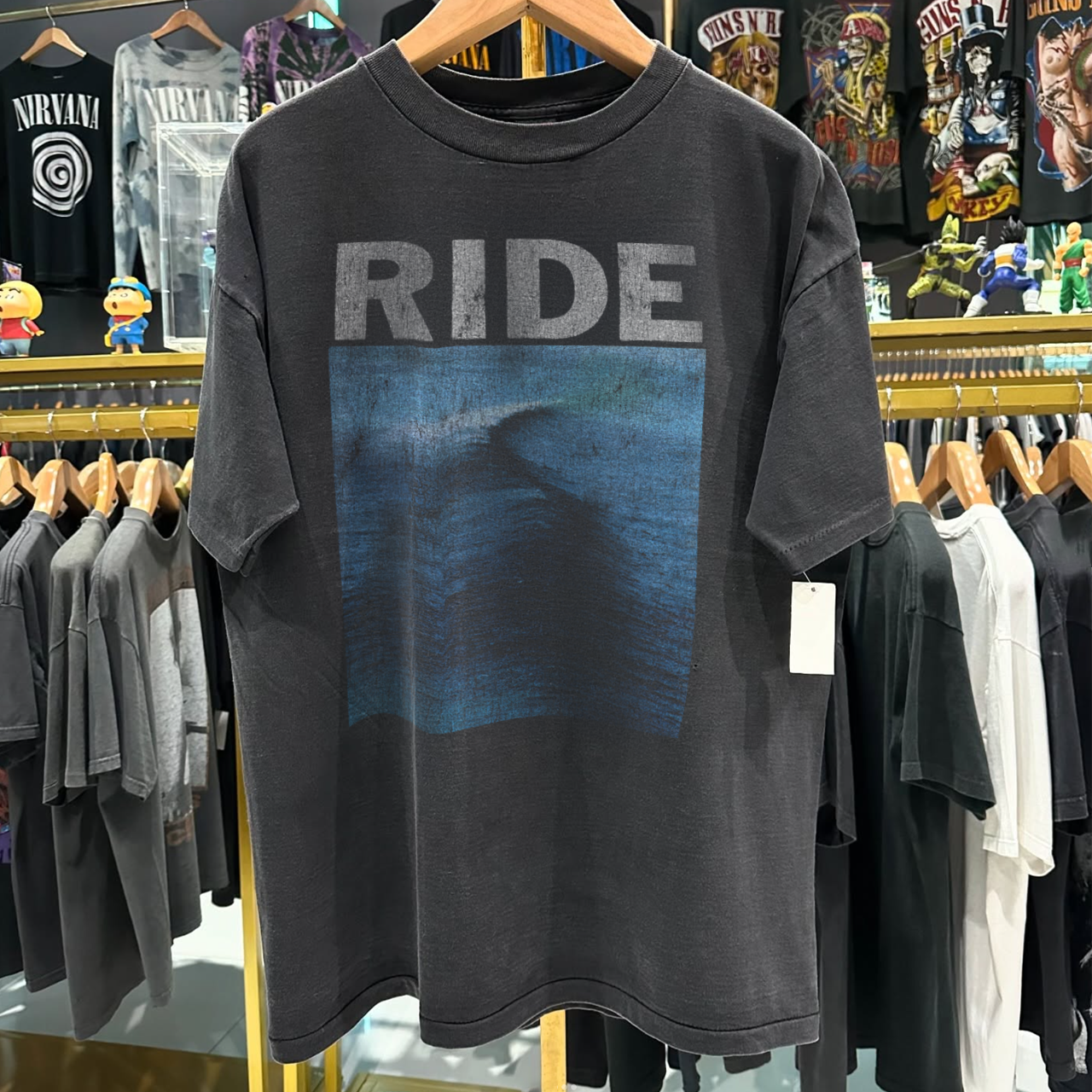 RIDE SHOEGAZE 80s-90s RARE GRAIL WASHED BLACK T-SHIRT