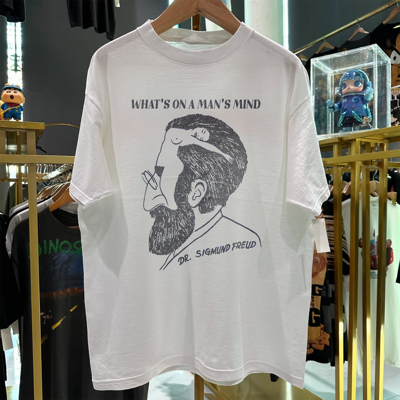 1992 SIGMUND FREUD 'WHAT'S ON A MAN'S MIND RARE WASHED WHITE T-SHIRT