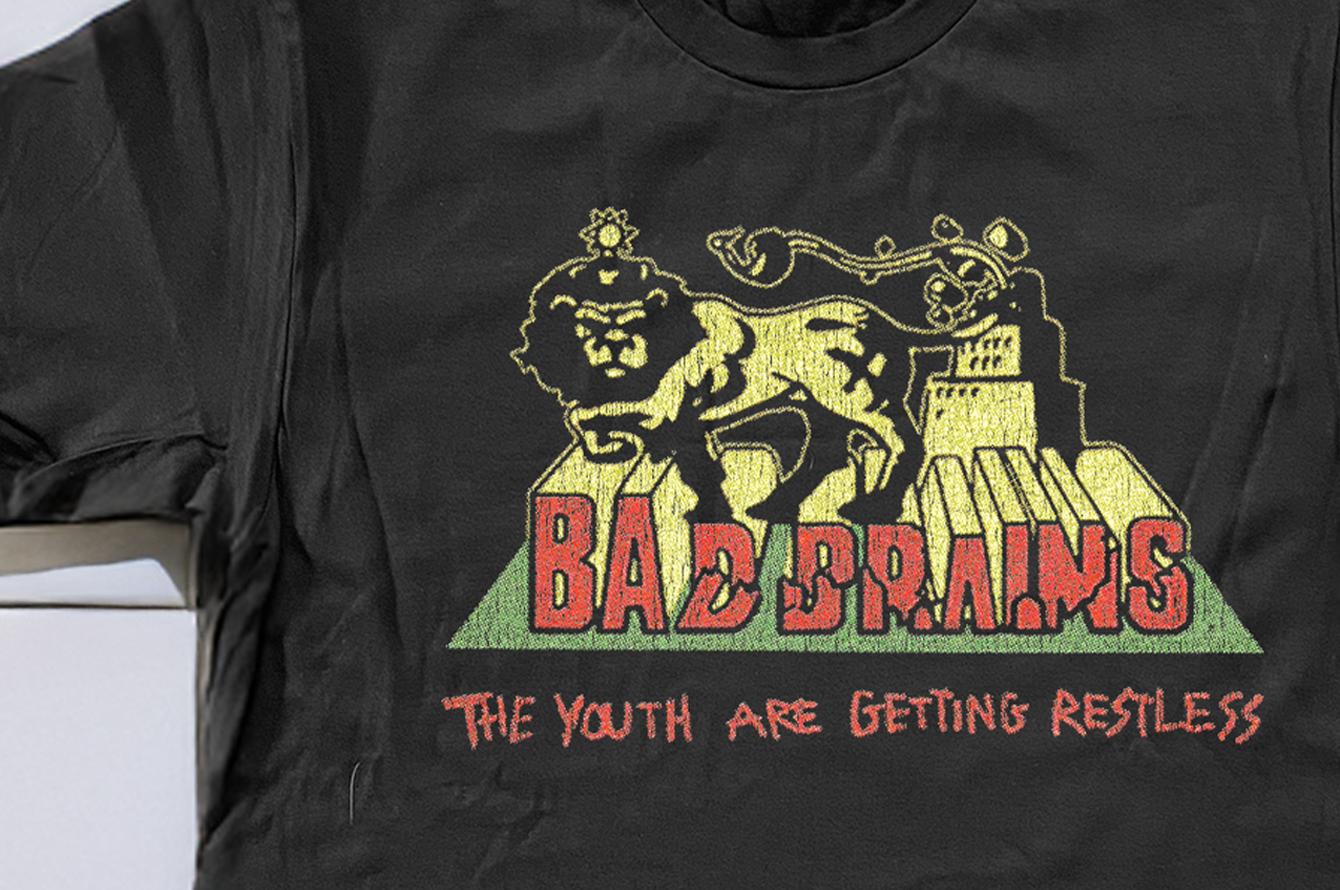 90'S BAD BRAINS THE YOUTH ARE GETTING RESTLESS WASHED BLACK T-SHIRT
