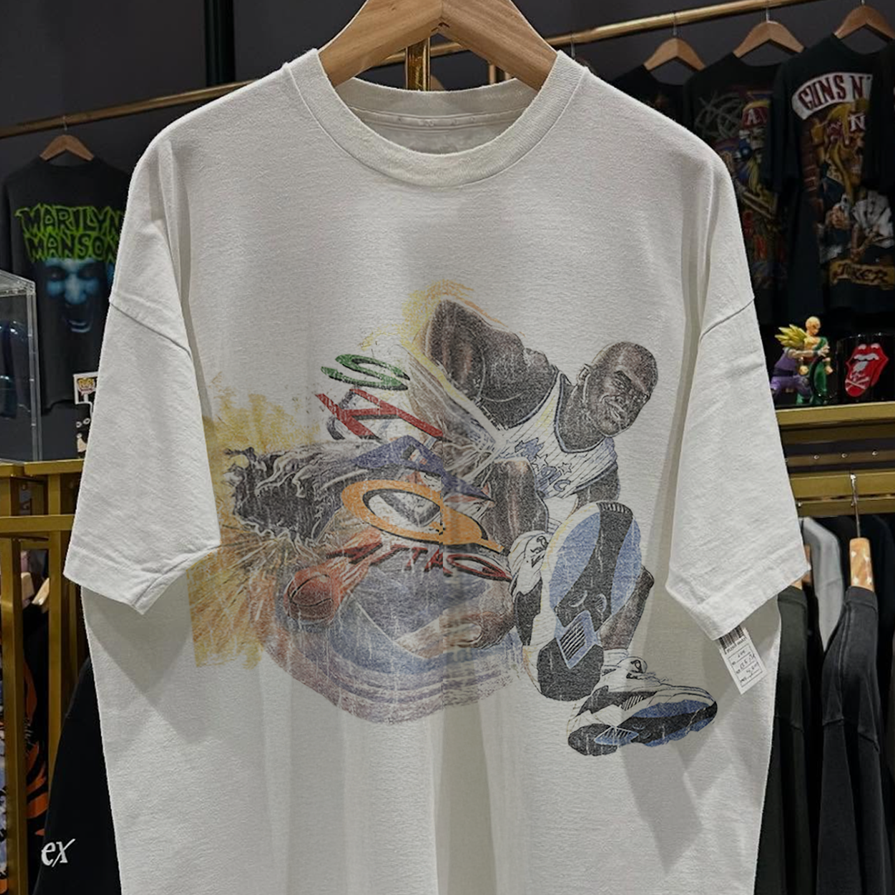 90s SHAQ ATTAQ RARE WASHED WHITE T-SHIRT