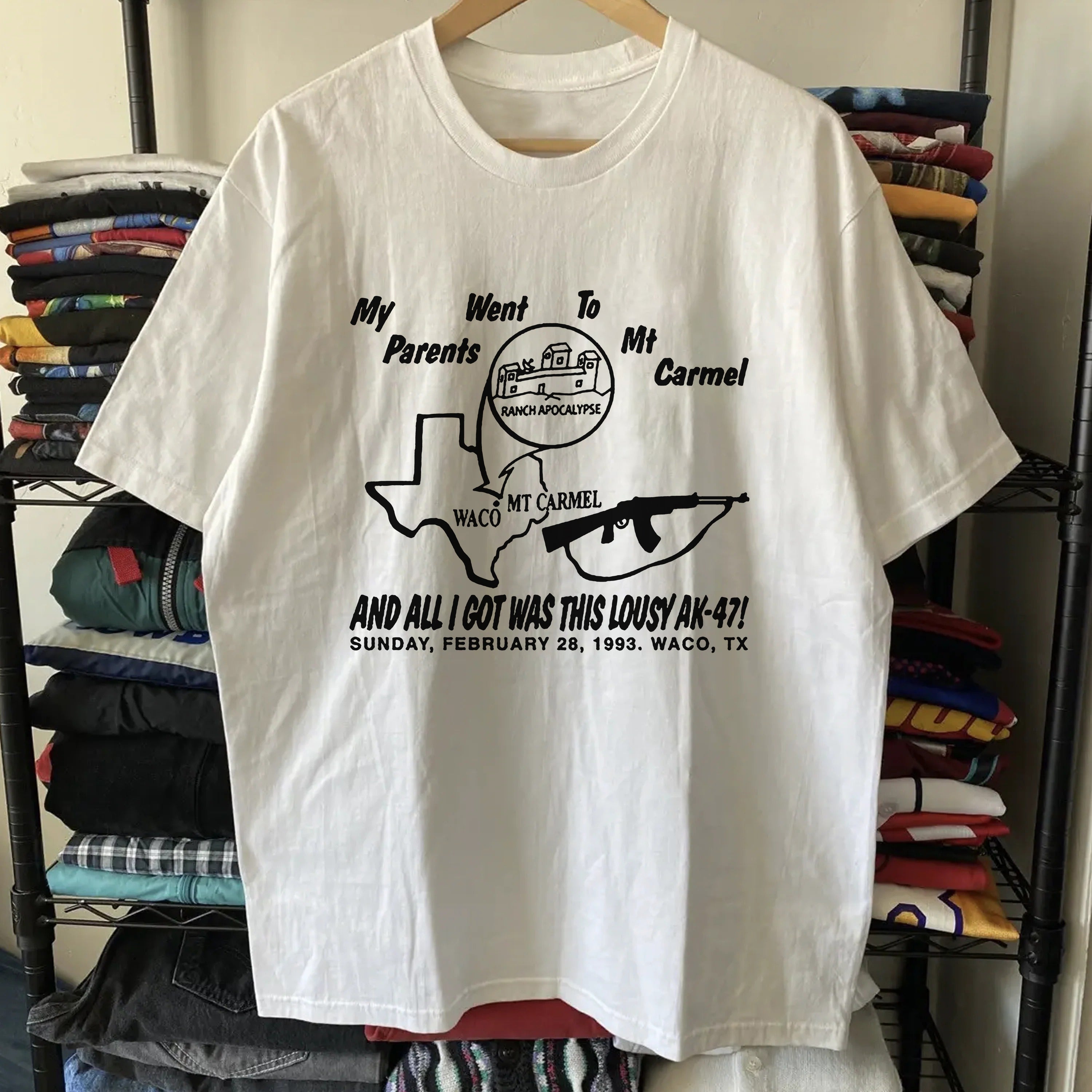 Vintage Parody Lousy AK-47 Washed White Tee