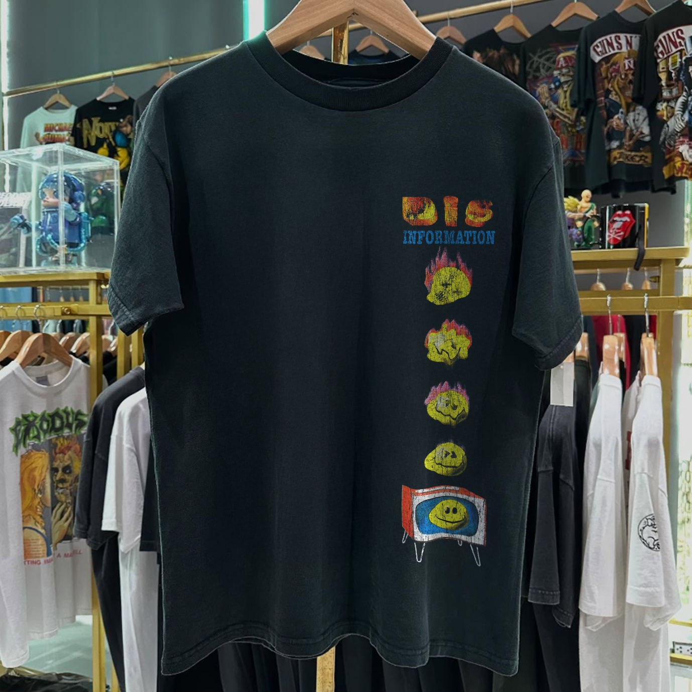 1993 DIS INFORMATION RARE WASHED BLACK T-SHIRT