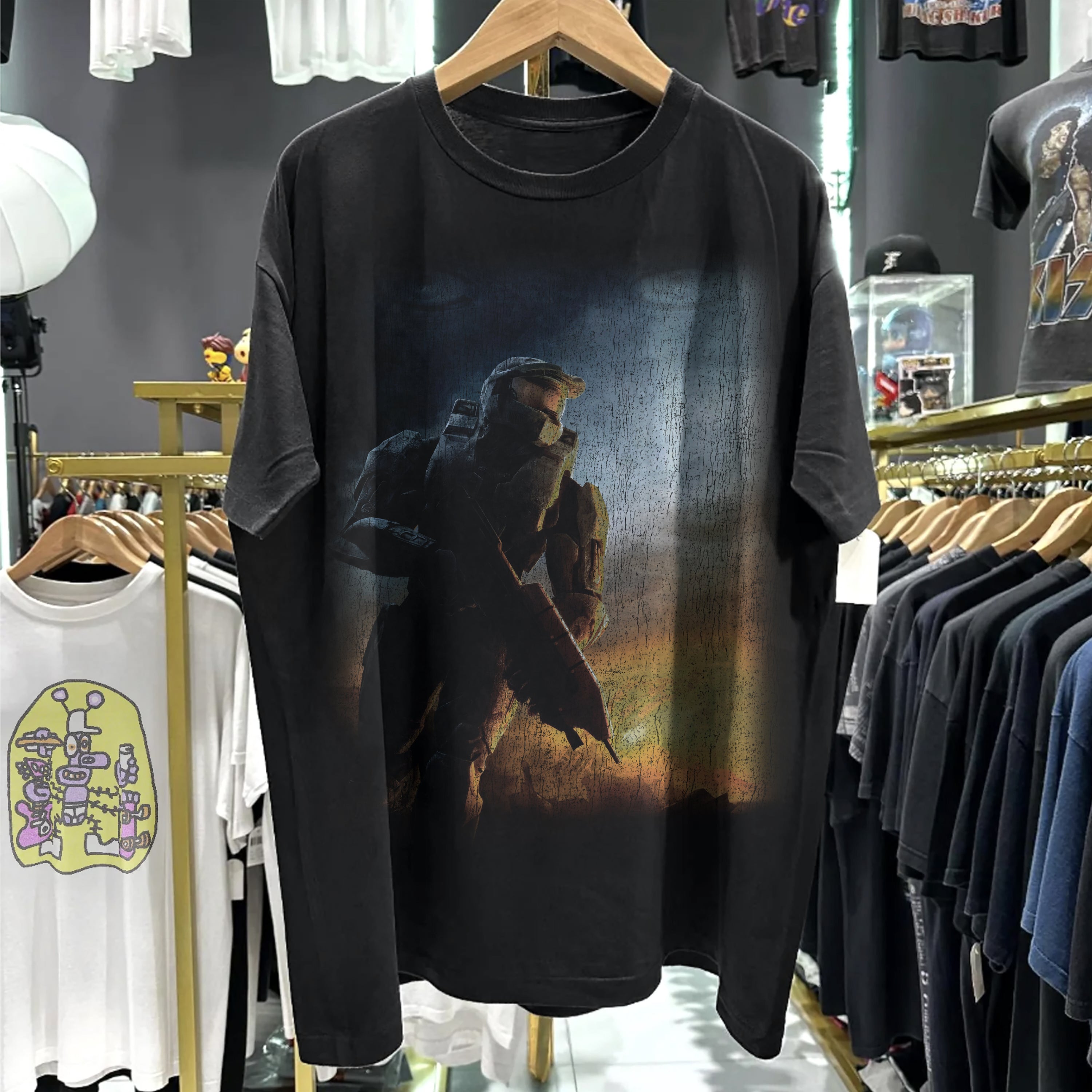 2007 Y2K HAL0 3 PROMO WASHED BLACK TEE