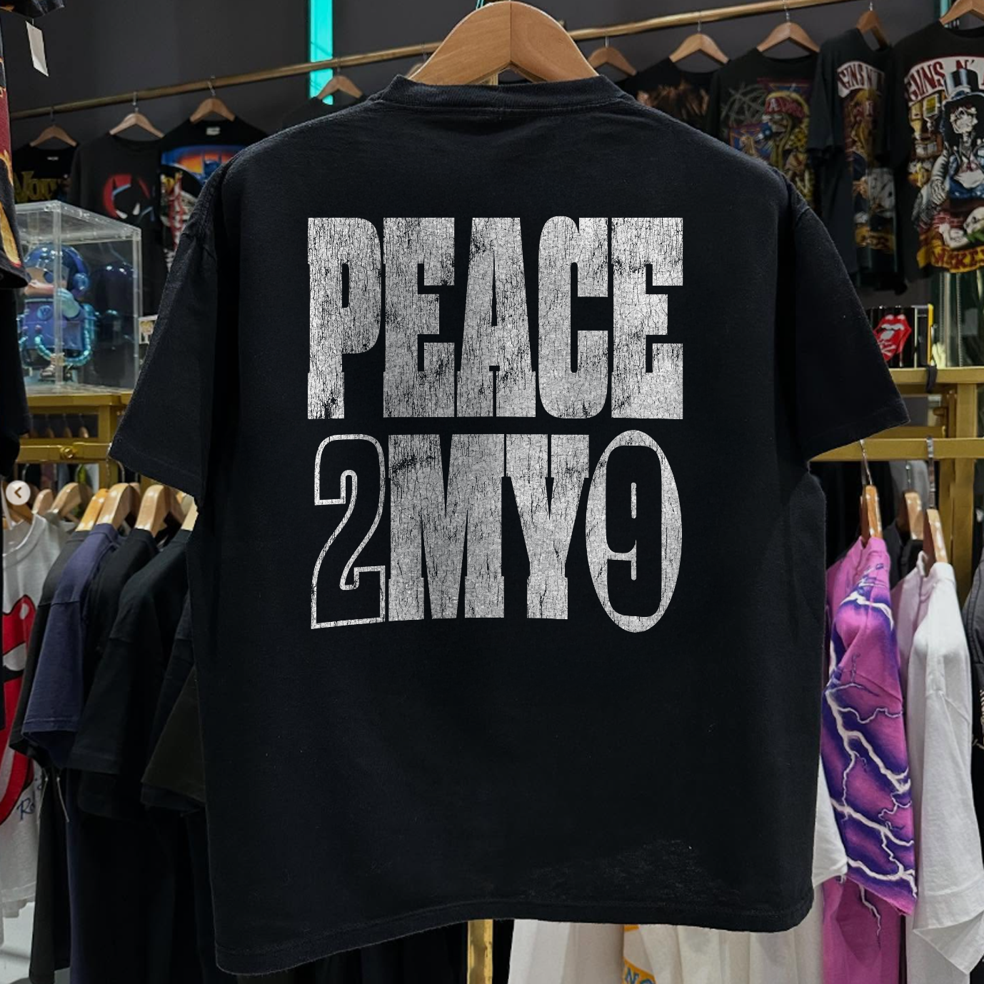 1992 SPICE 1 'PEACE2MY9' RARE WASHED BLACK T-SHIRT