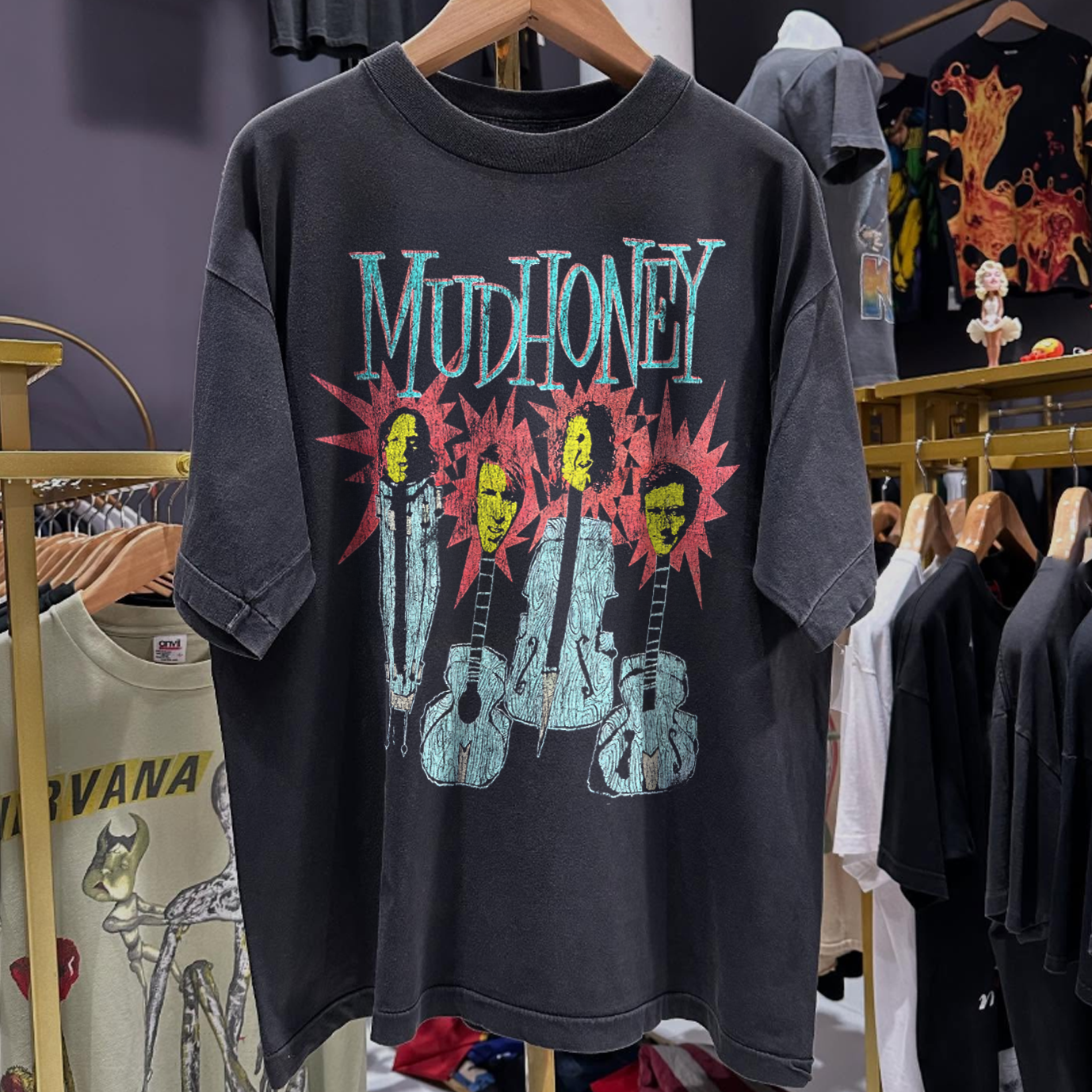 1993 MUDHONEY PROMO RARE WASHED BLACK T-SHIRT