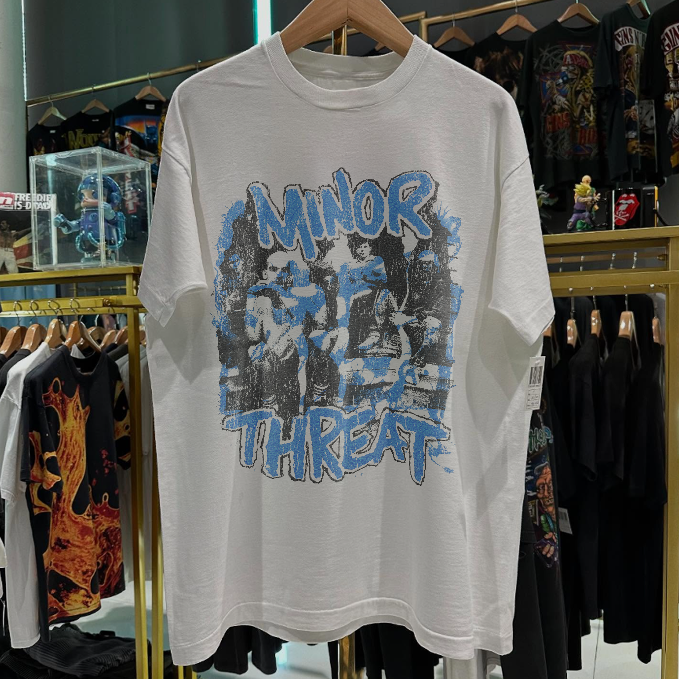 2002 MINOR THREAT 'A**HOLE DUB' RARE WASHED WHITE T-SHIRT