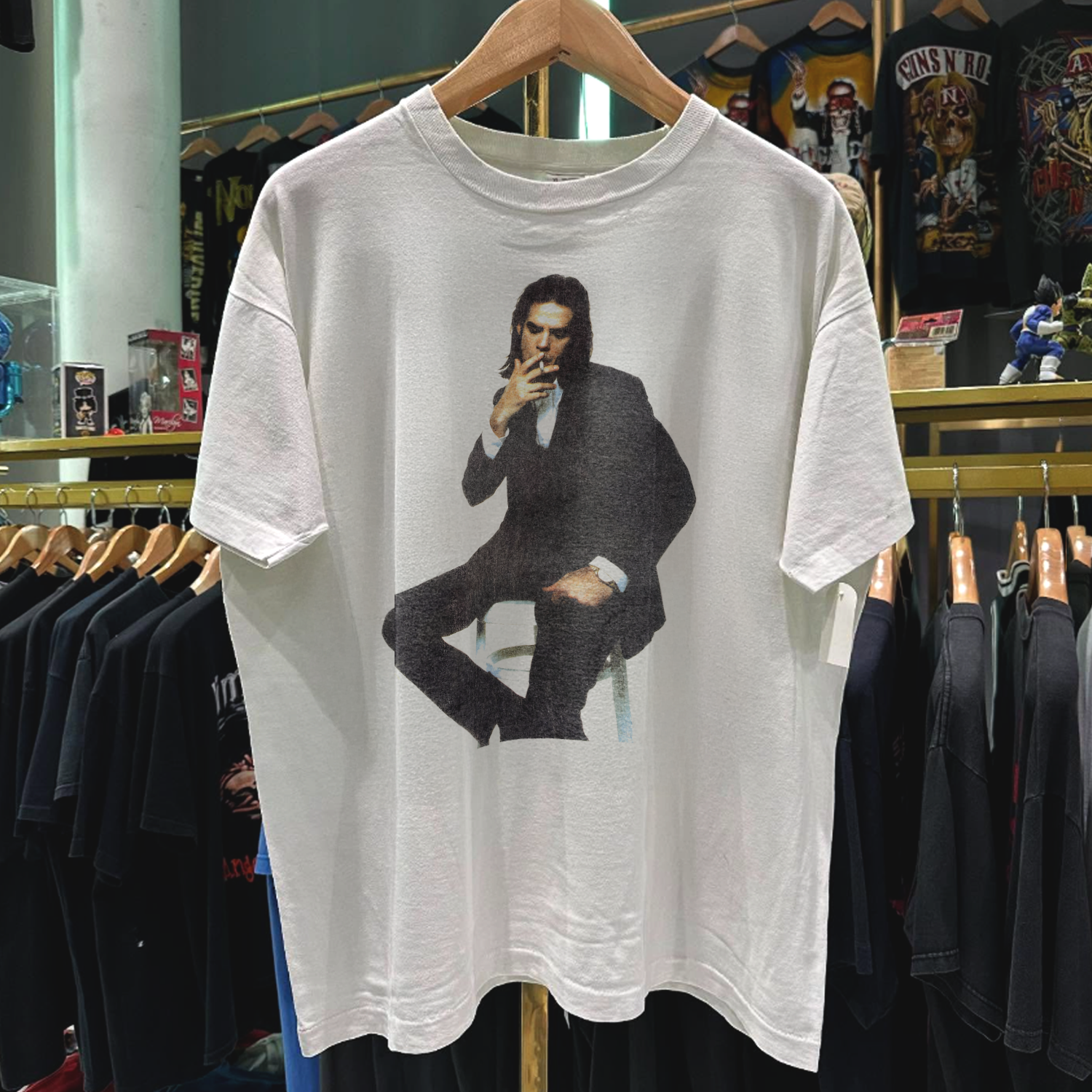 1990 NICK CAVE NIPPO AUSTRALIA TOUR RARE WASHED WHITE T-SHIRT