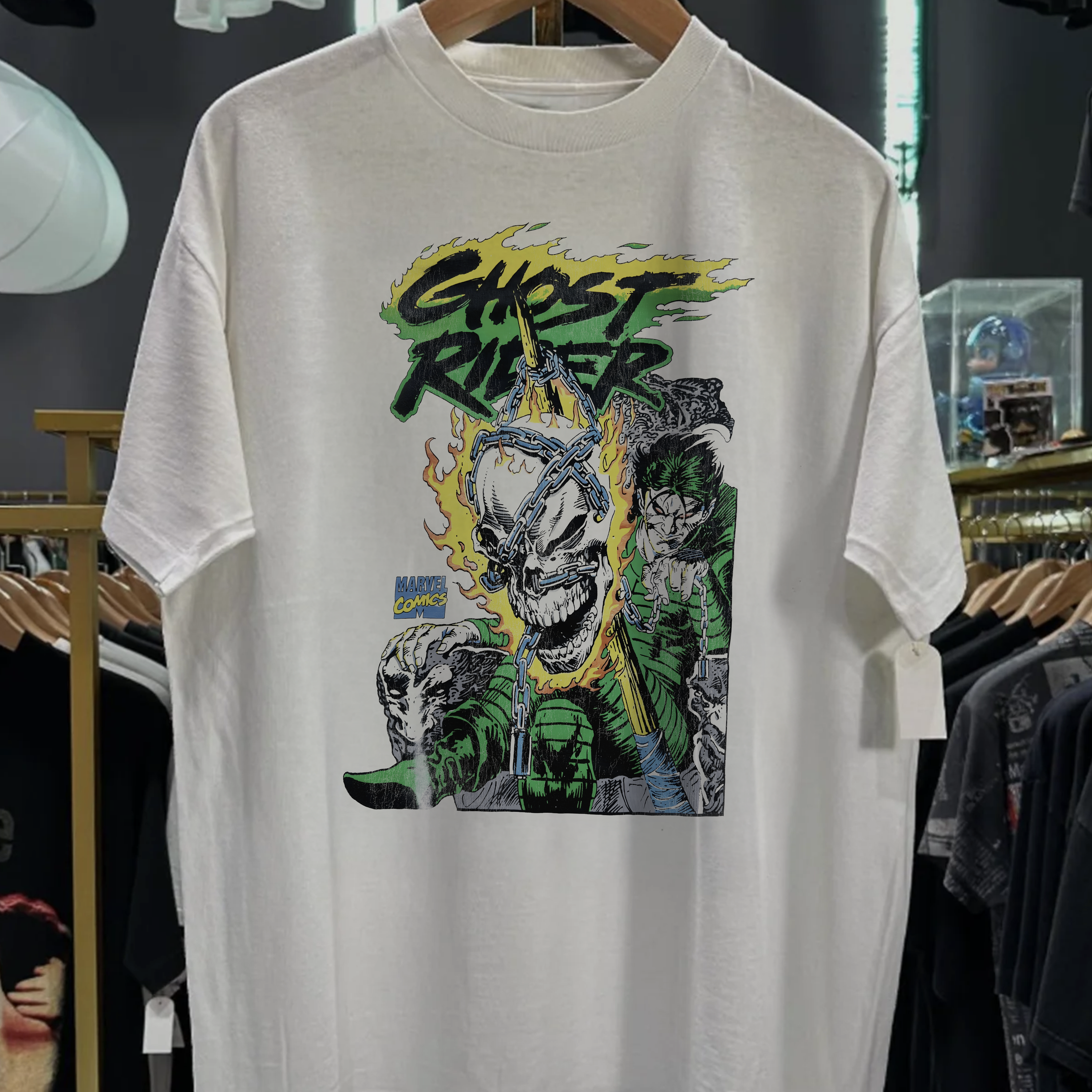 90s GH0ST RIDER TEE WASHED WHITE TEE
