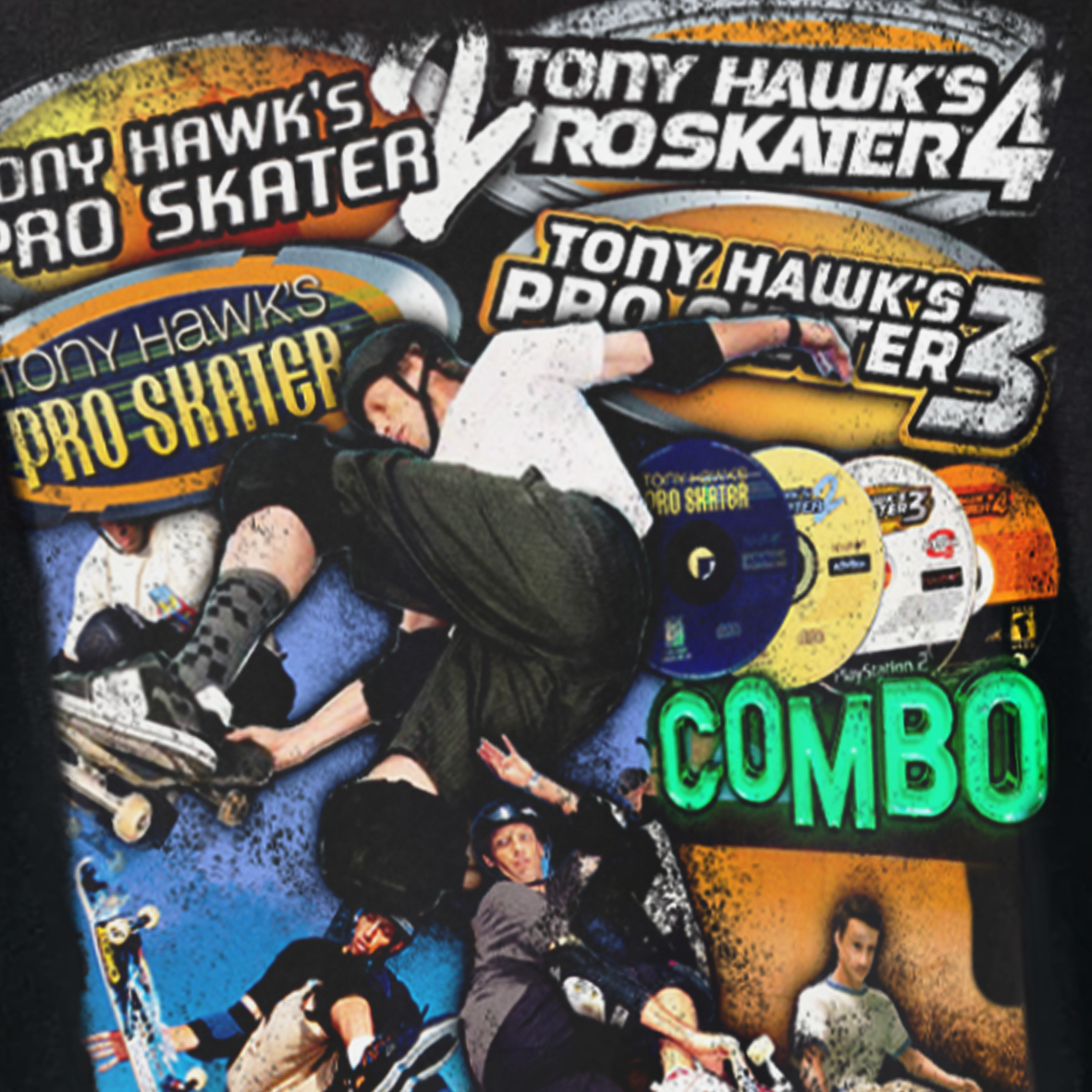 00s 'PRO SKATER' BLACK COLLAGE T-SHIRT