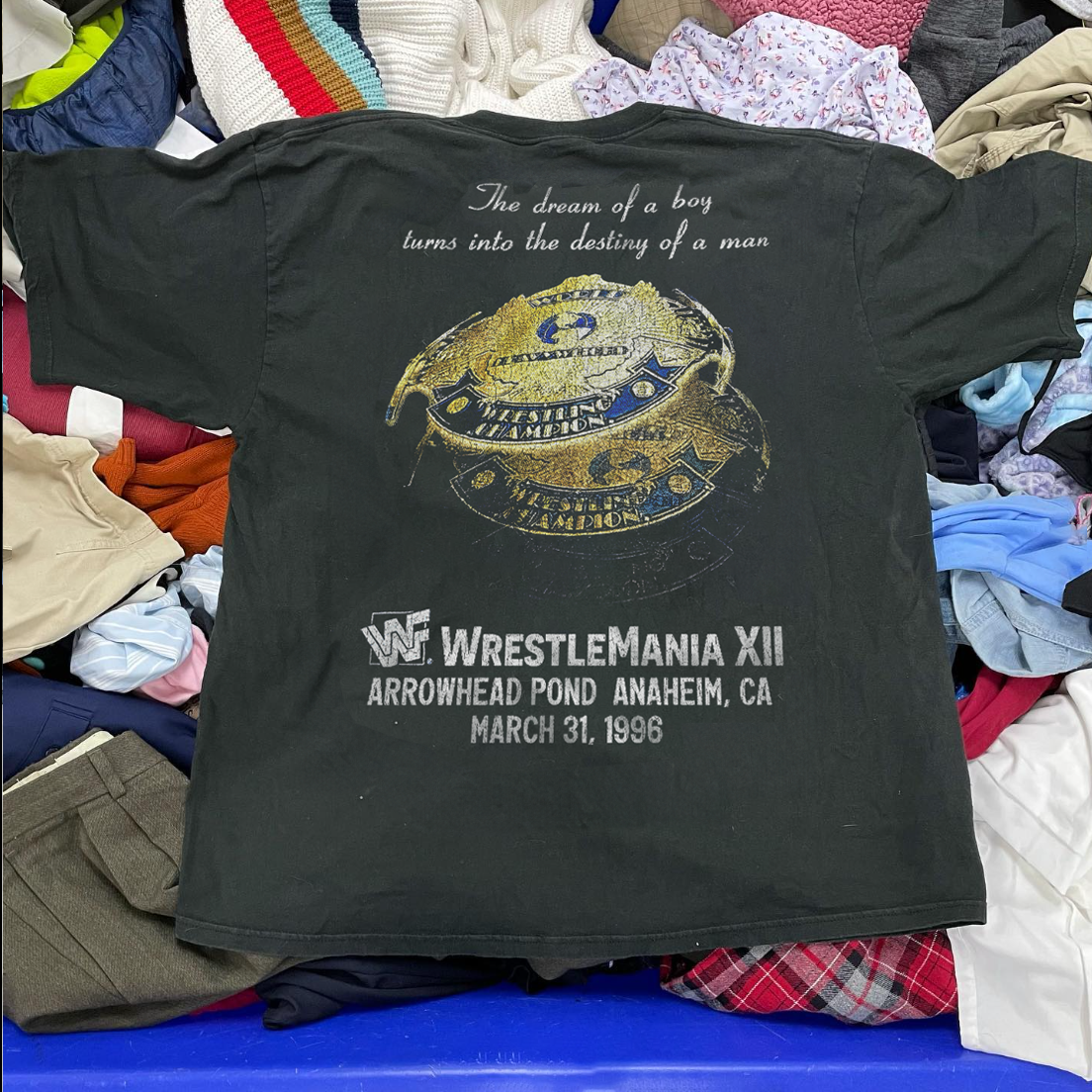 HBK WRESTLEMANIA XII - 1996 VINTAGE WASHED BLACK T-SHIRT