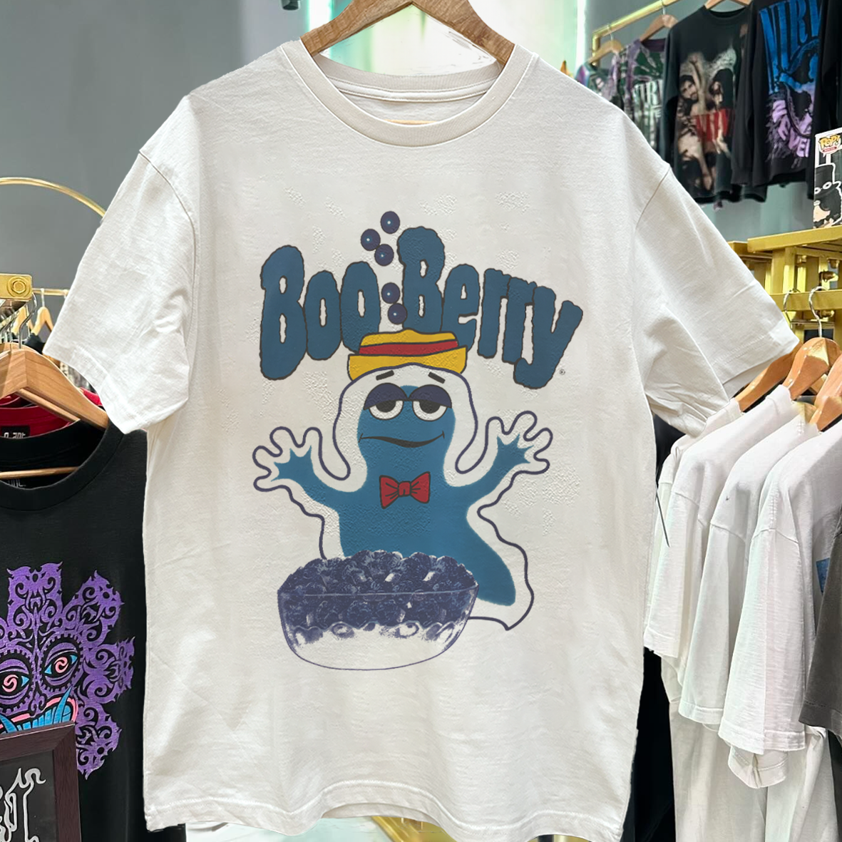 BOO BERRY 80'S PROMO WHITE VINTAGE WASHED T-SHIRT