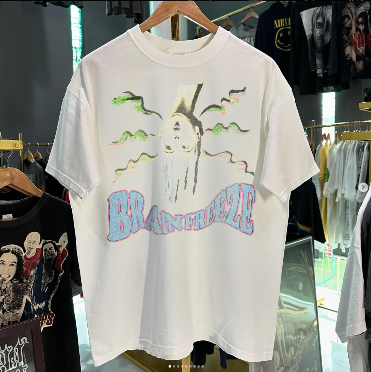 SLURPEE BRAIN FREEZE 1990's 7-11 VINTAGE WASHED WHITE T-SHIRT