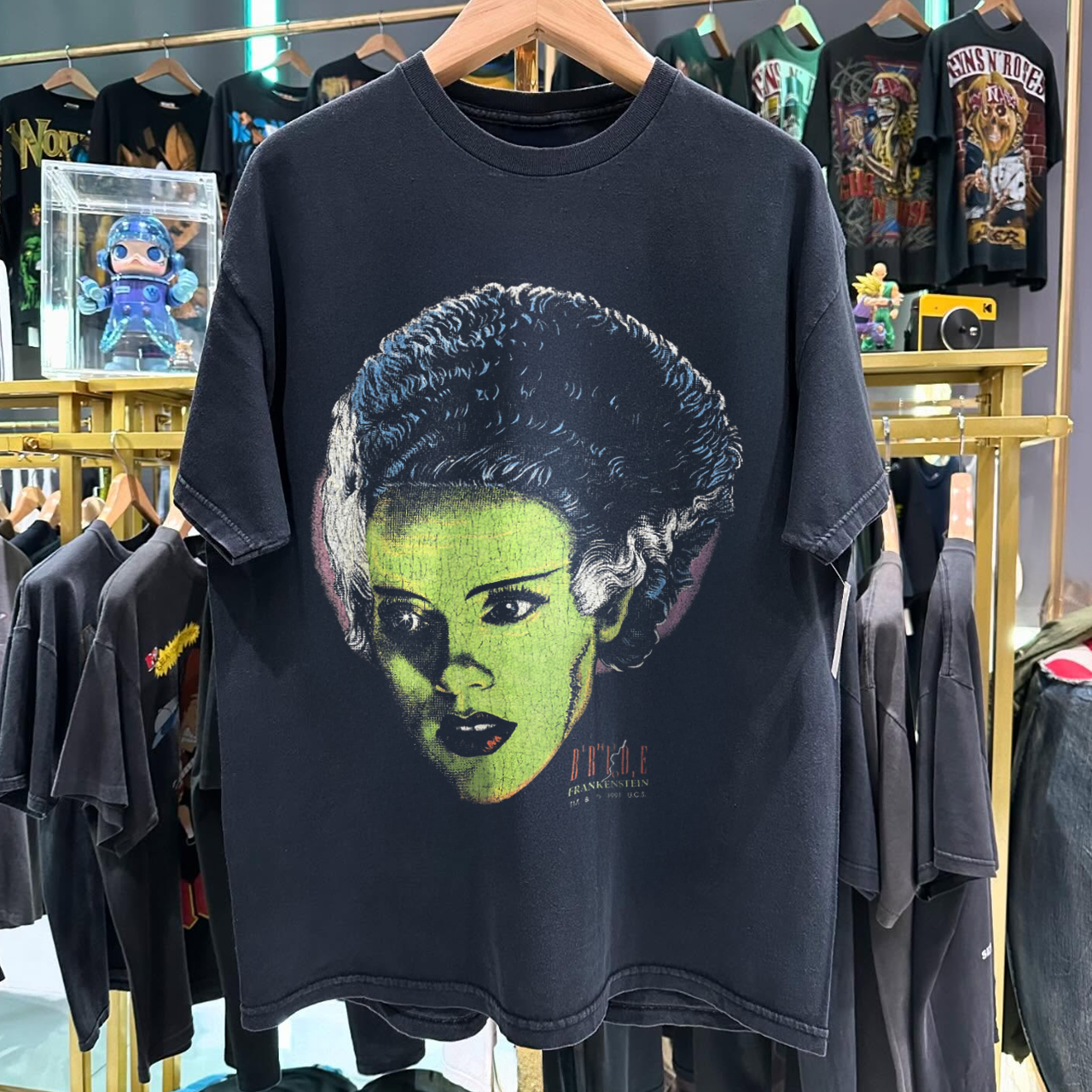 1991 THE BRIDE 0F FRANKENSTEIN RARE WASHED BLACK T-SHIRT
